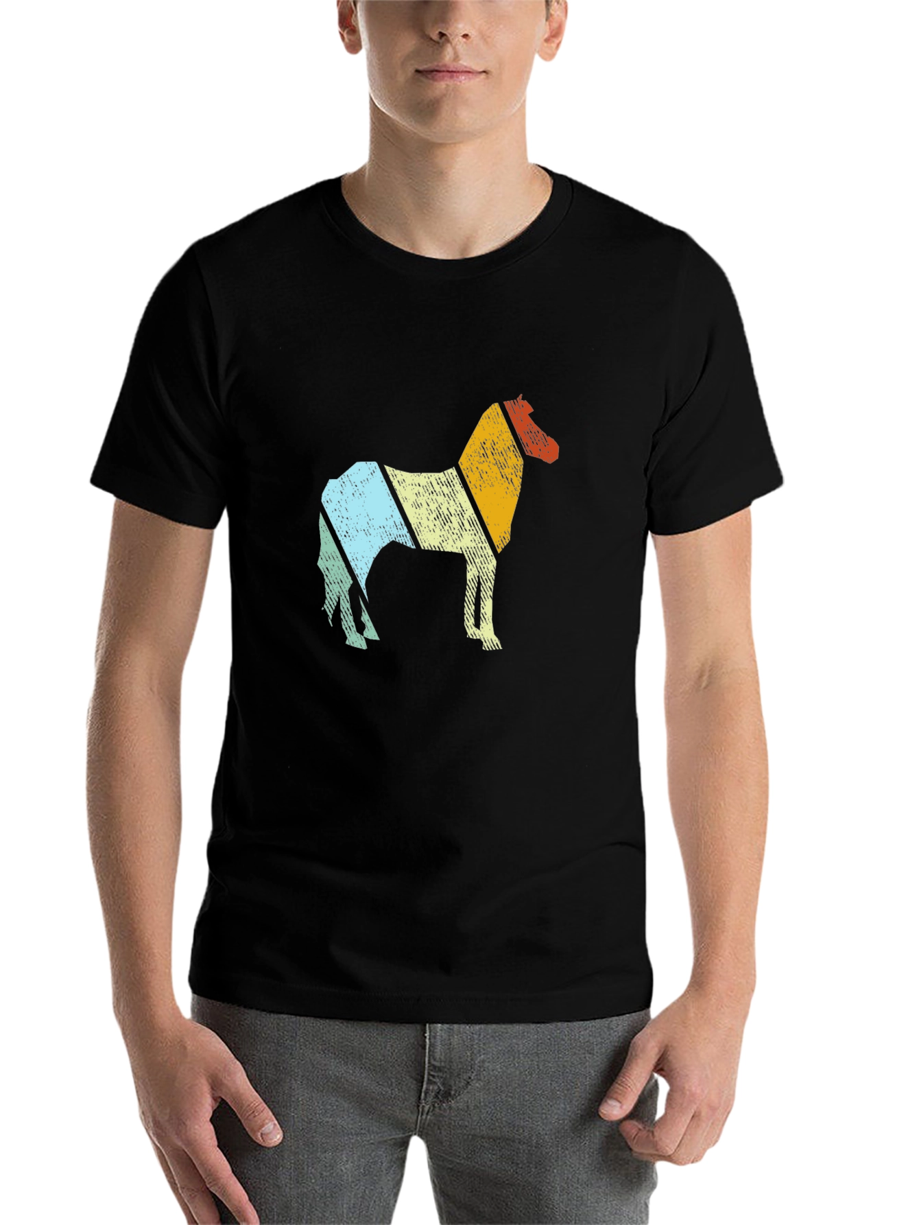 Black Retro Horse Graphic Tee - Comfort Fit Black T-Shirt view 7