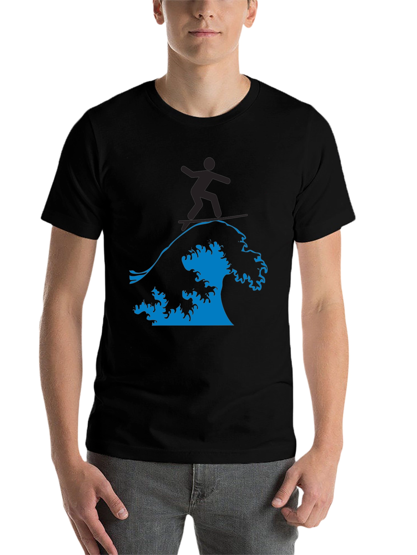 Black Surfing Wave Graphic Tee - Black view 7