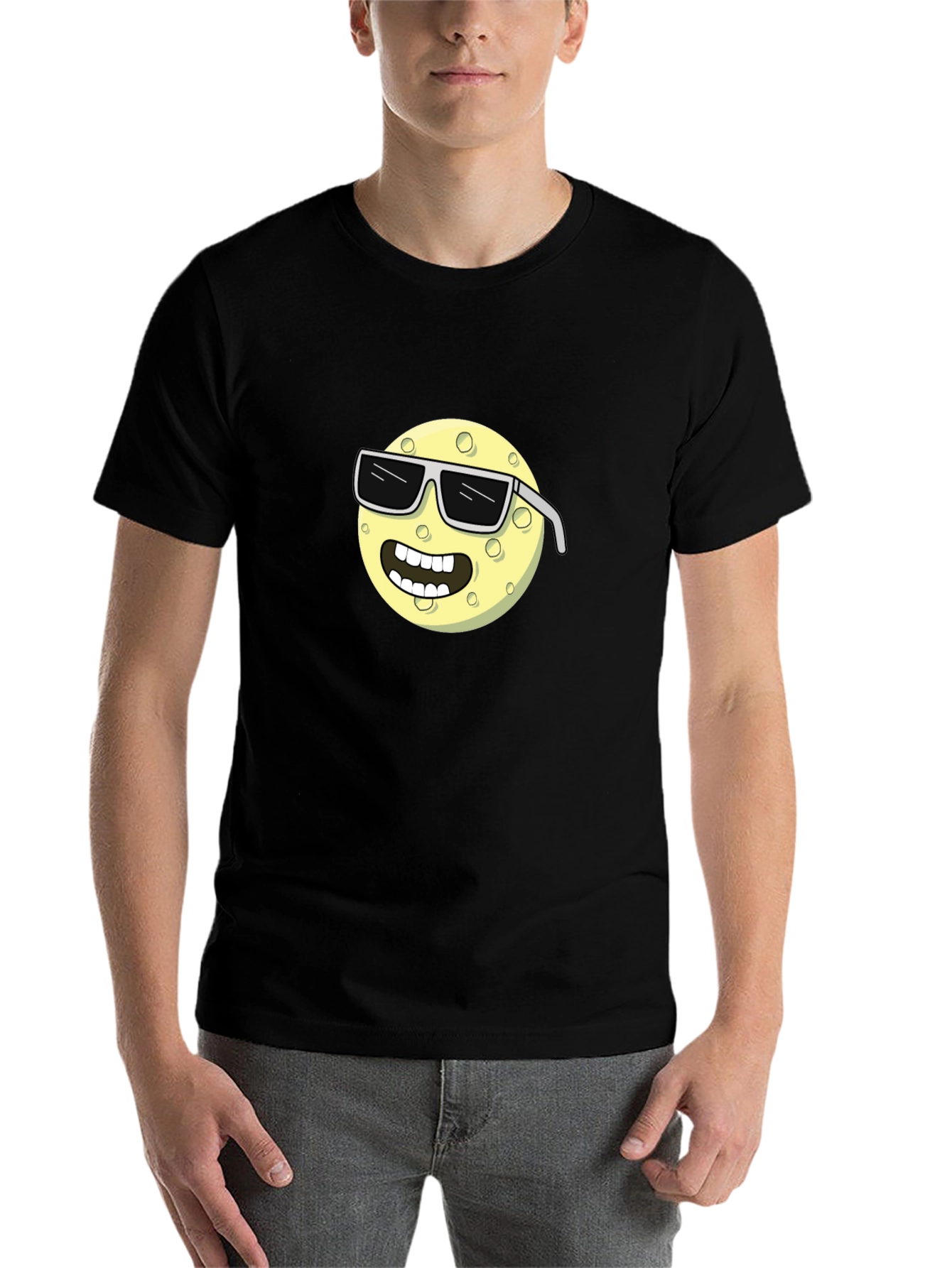 Black Cool Moon T-Shirt - Cartoon Graphic Tee view 7