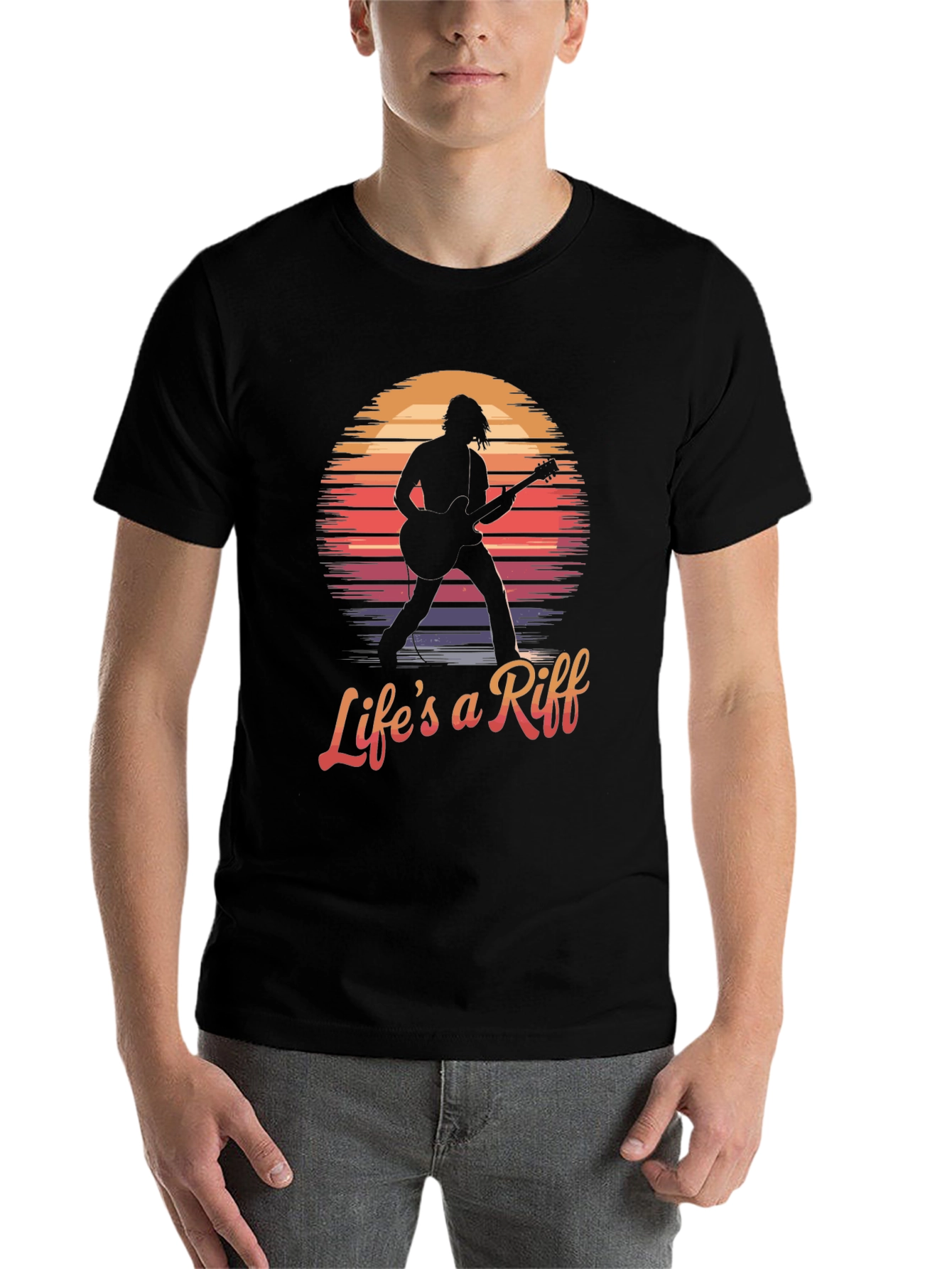 Black Life's a Riff Guitar Player Graphic Tee view 7