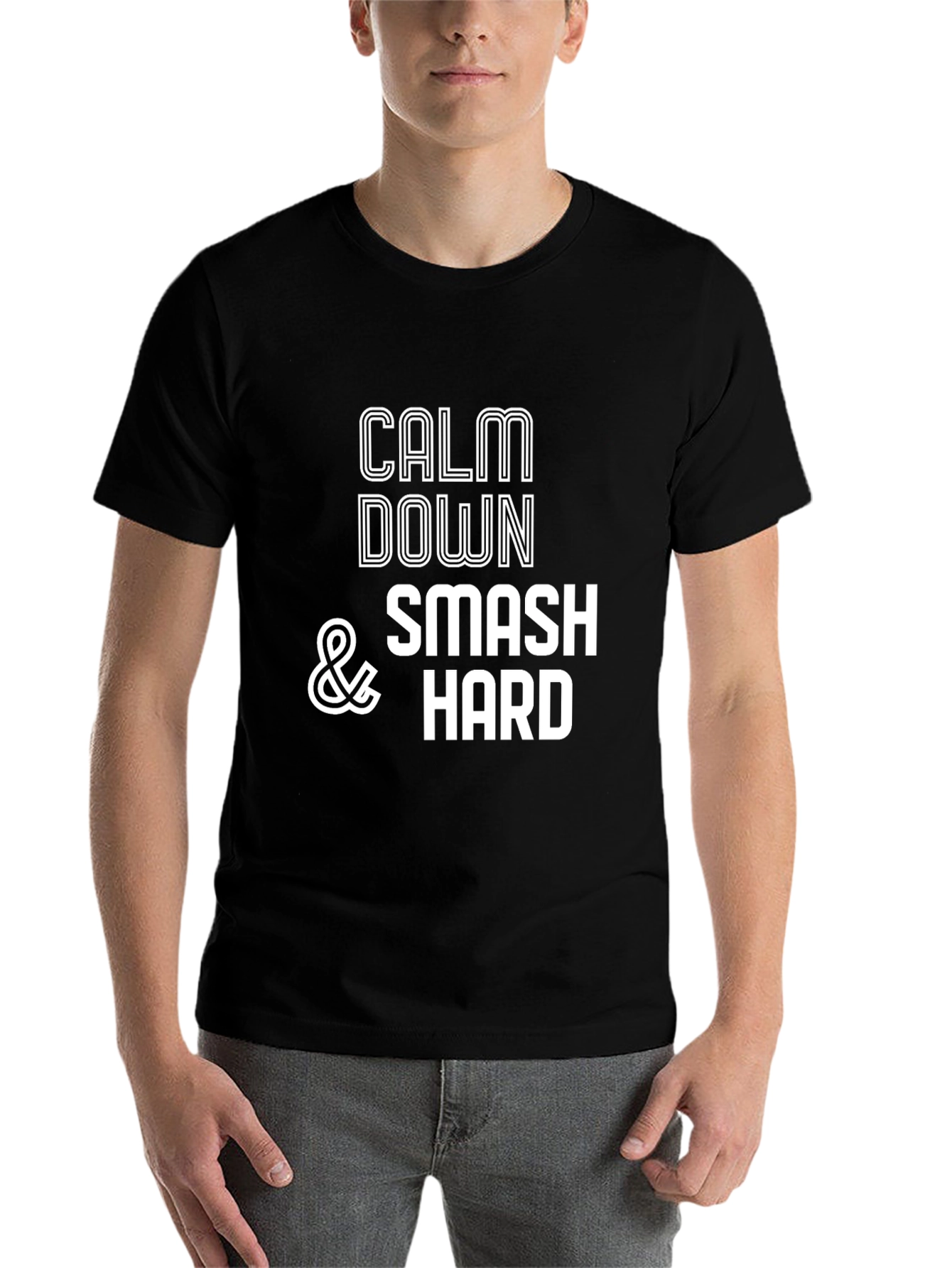 Black Calm Down & Smash Hard Graphic Tee view 7