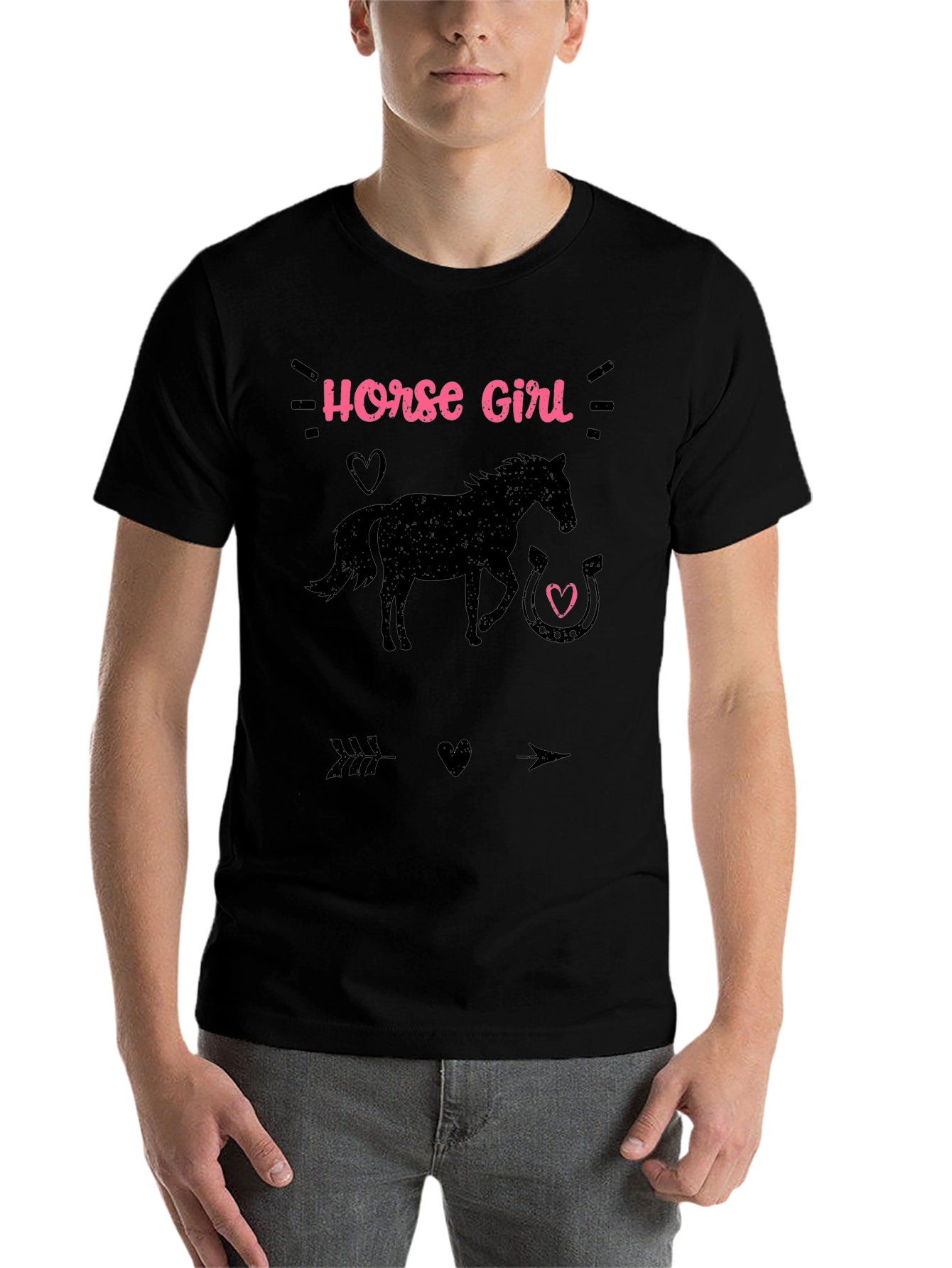 Black Horse Girl Graphic T-Shirt view 7