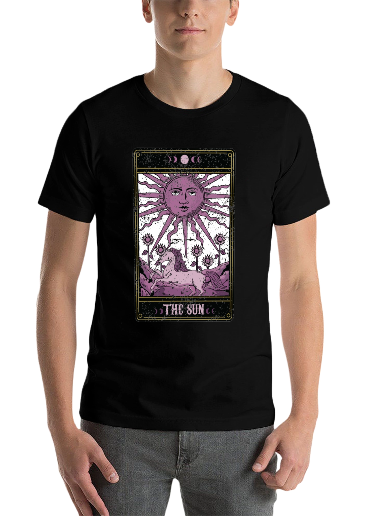 Black The Sun Tarot Card T-Shirt - Mystical Graphic Tee view 7