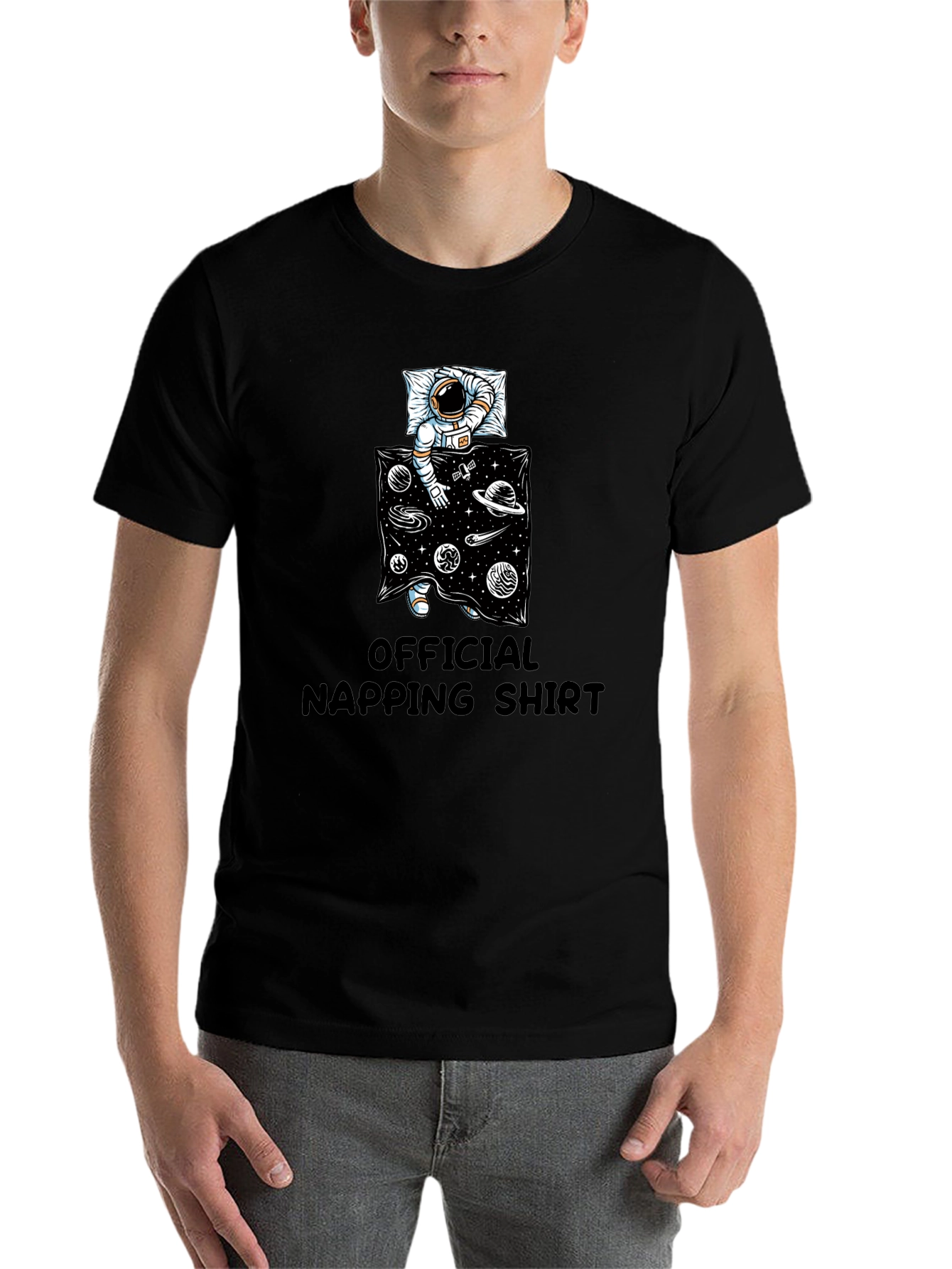 Black Astronaut Napping Shirt - Relax in Style view 7