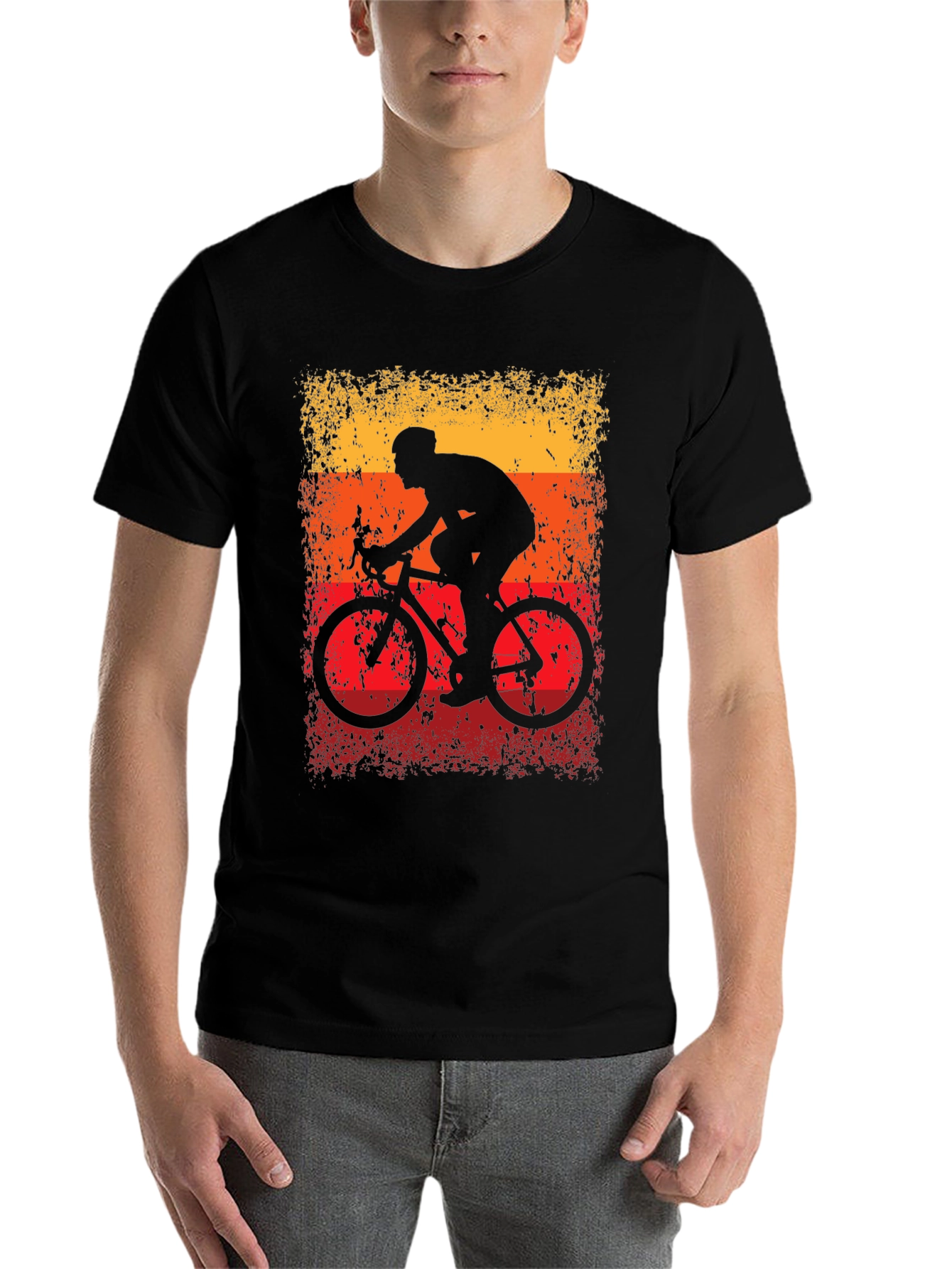 Black Retro Cycling T-Shirt - Black Cotton Blend view 7