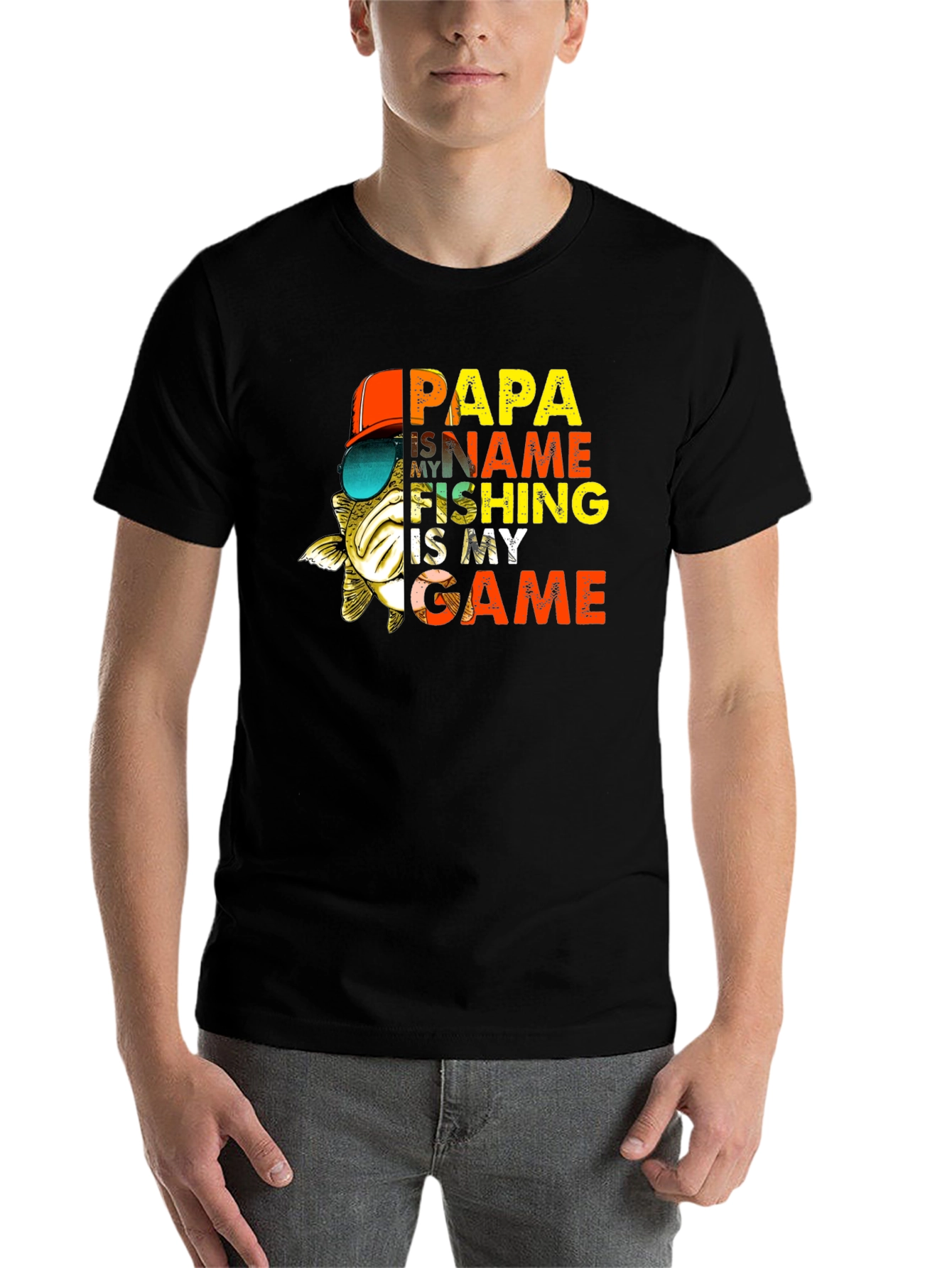 Black Papa Fishing T-Shirt - Name is My Game view 7
