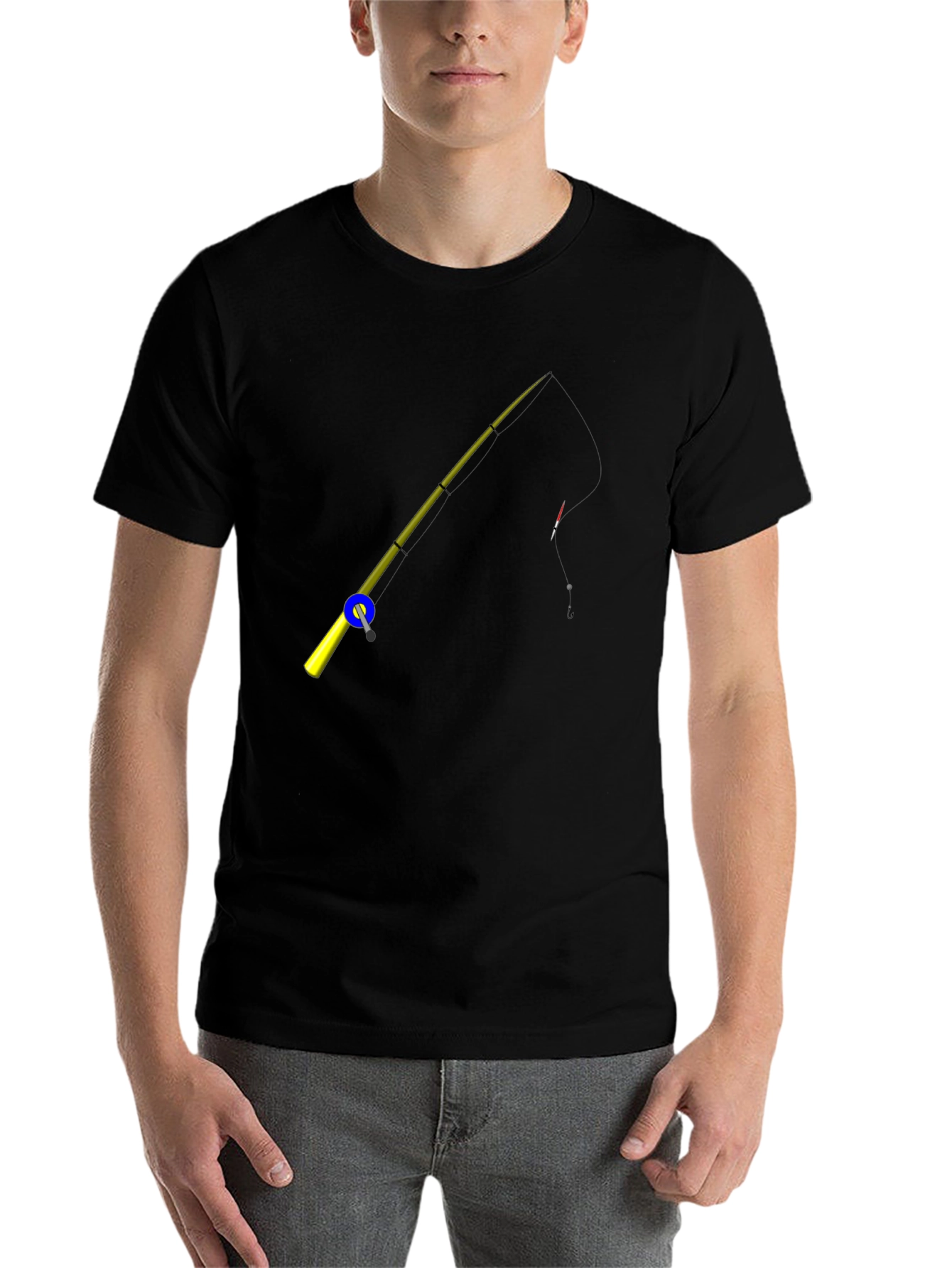 Black Fishing Rod Graphic Tee - Black Cotton T-Shirt view 7