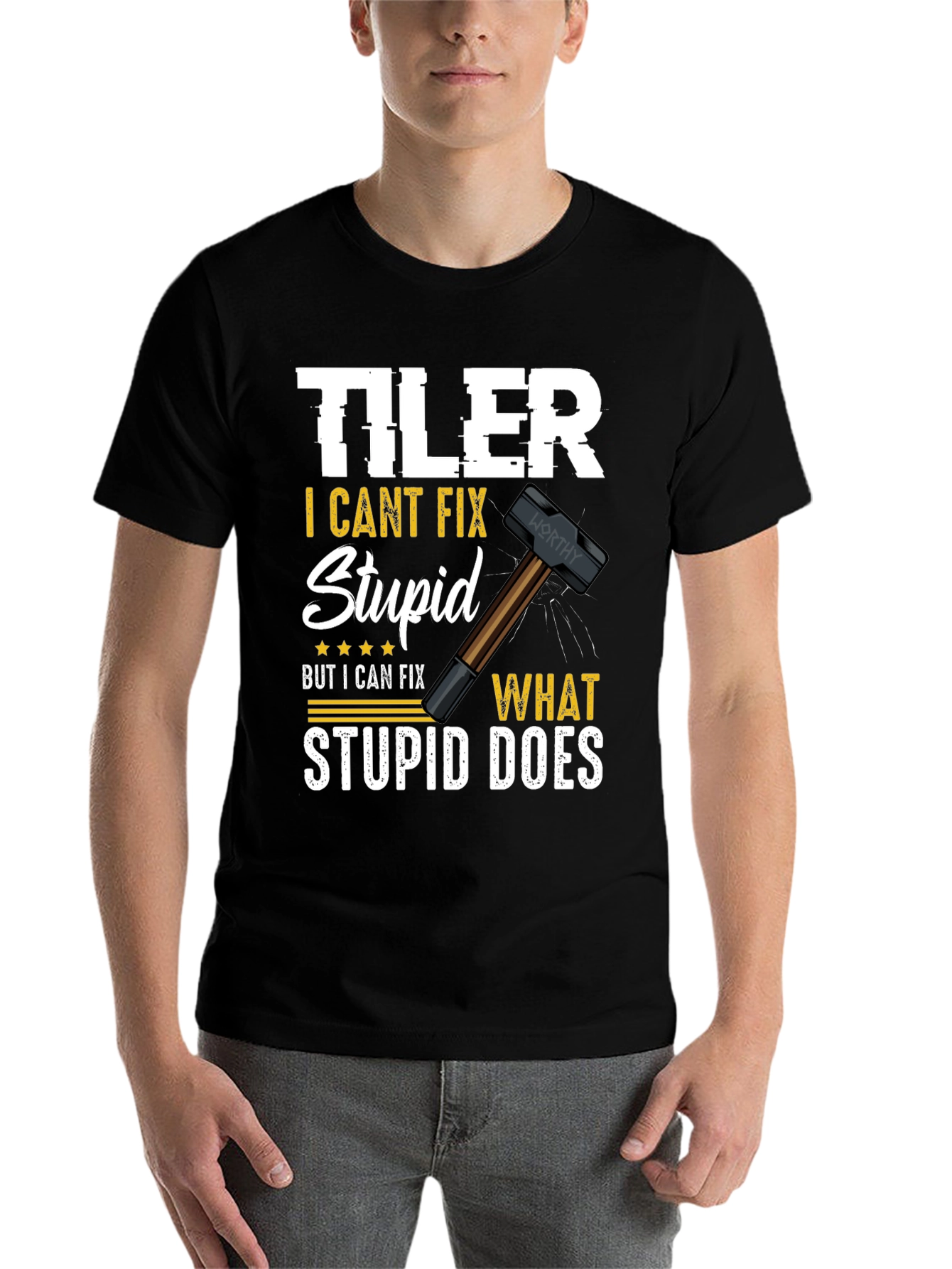 Black Tiler - I Can't Fix Stupid T-Shirt view 7