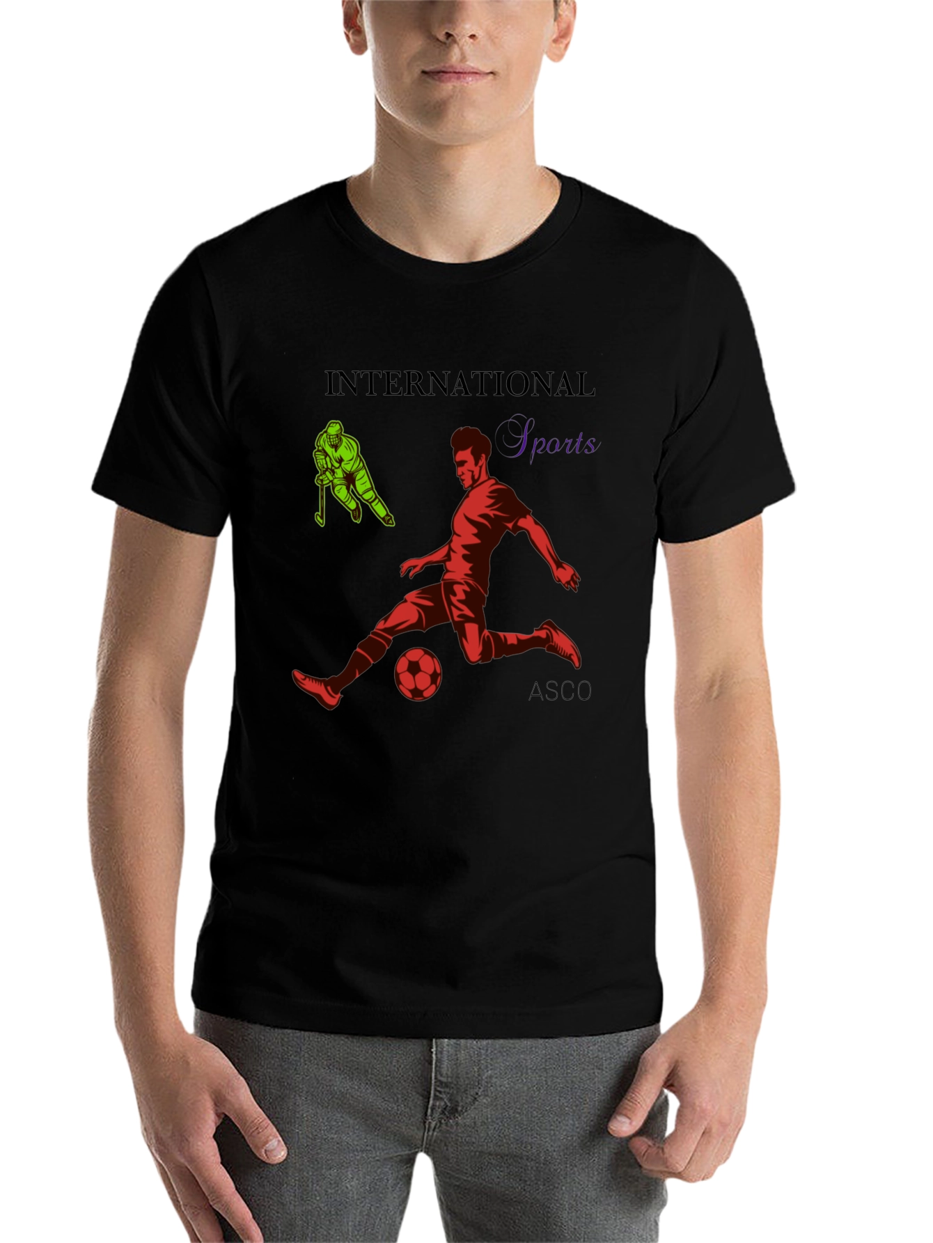 Black International Sports Graphic T-Shirt view 7