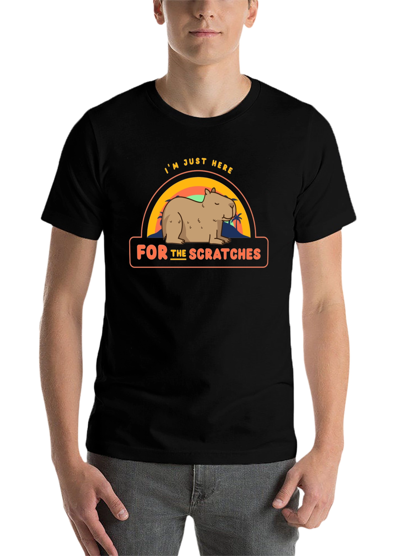 Black Capybara T-Shirt - I'm Just Here for the Scratches view 7