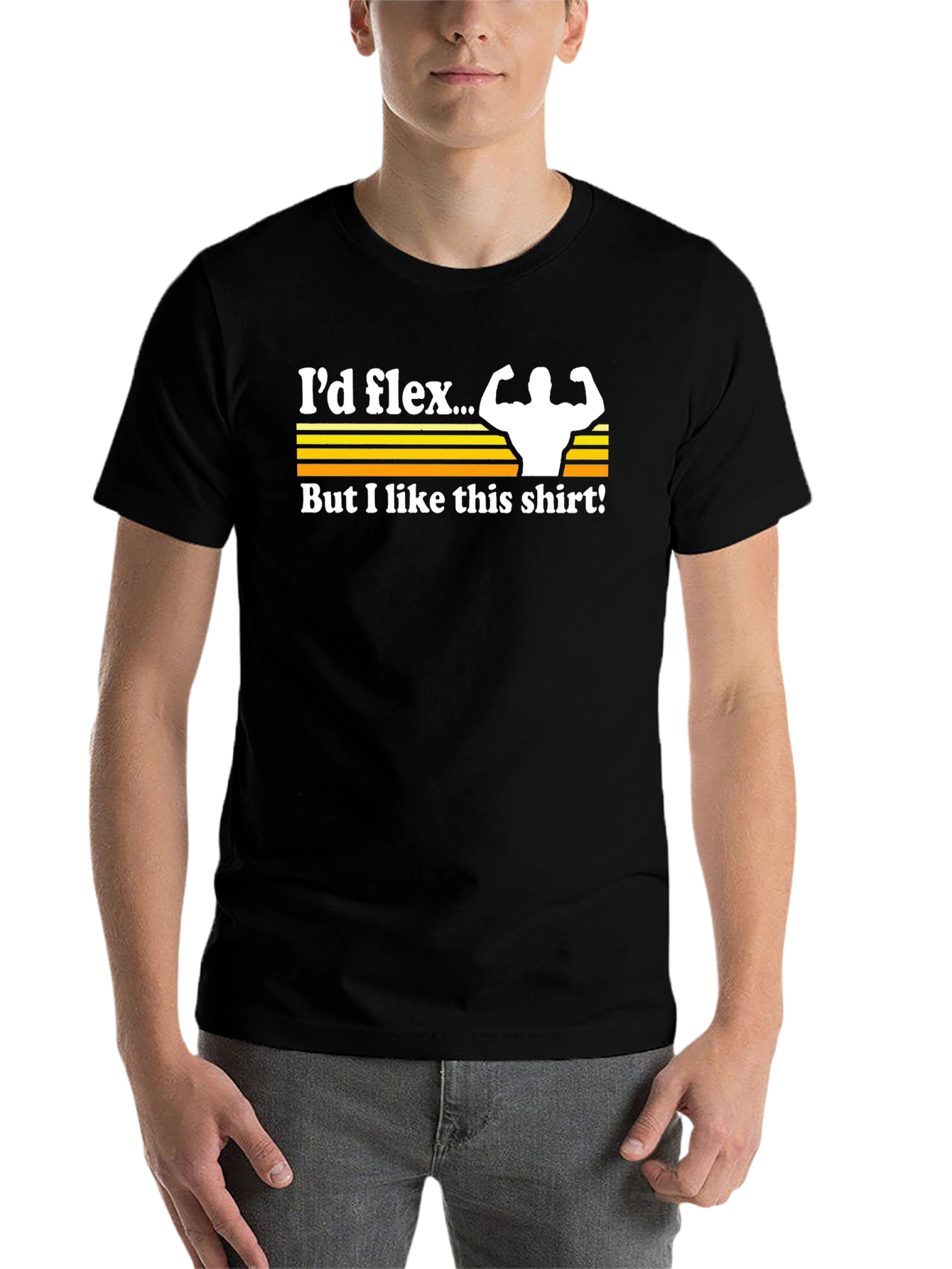 Black I'd Flex Funny Gym Workout T-Shirt view 7