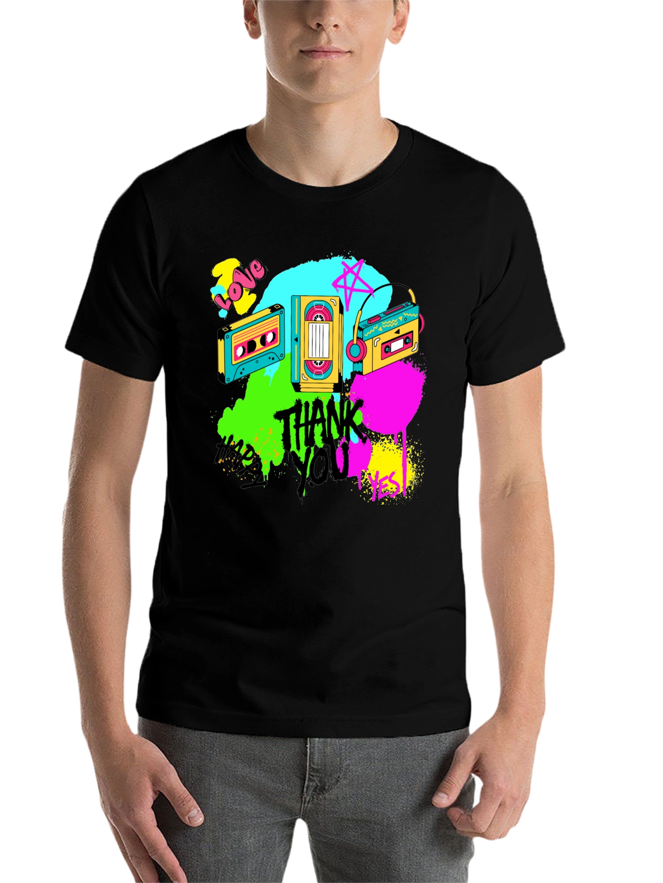 Black Retro Cassette Graphic T-Shirt - 80s Vibe view 7