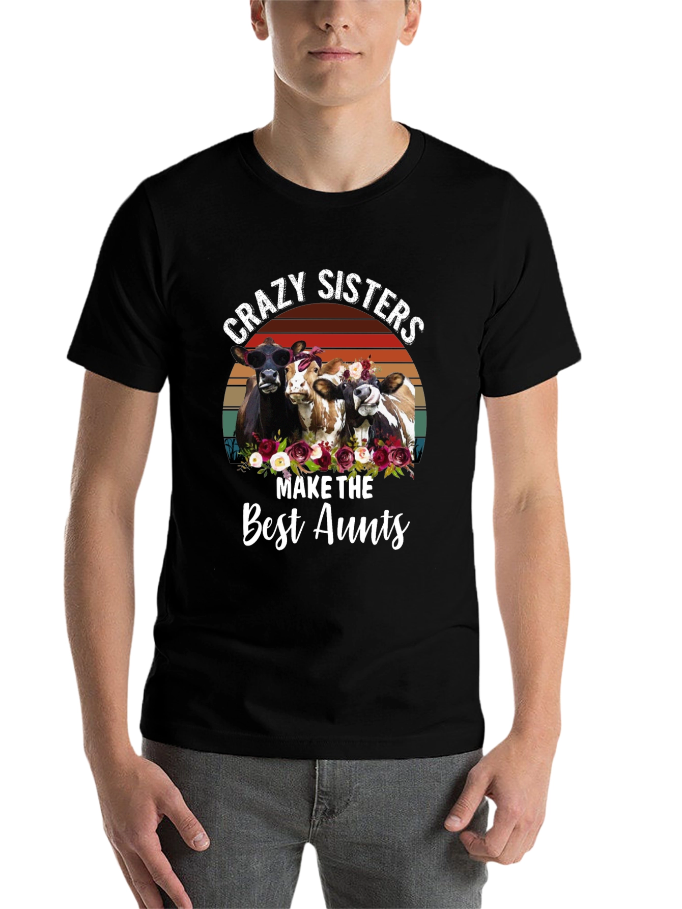 Black Crazy Sisters Best Aunts T-Shirt view 7