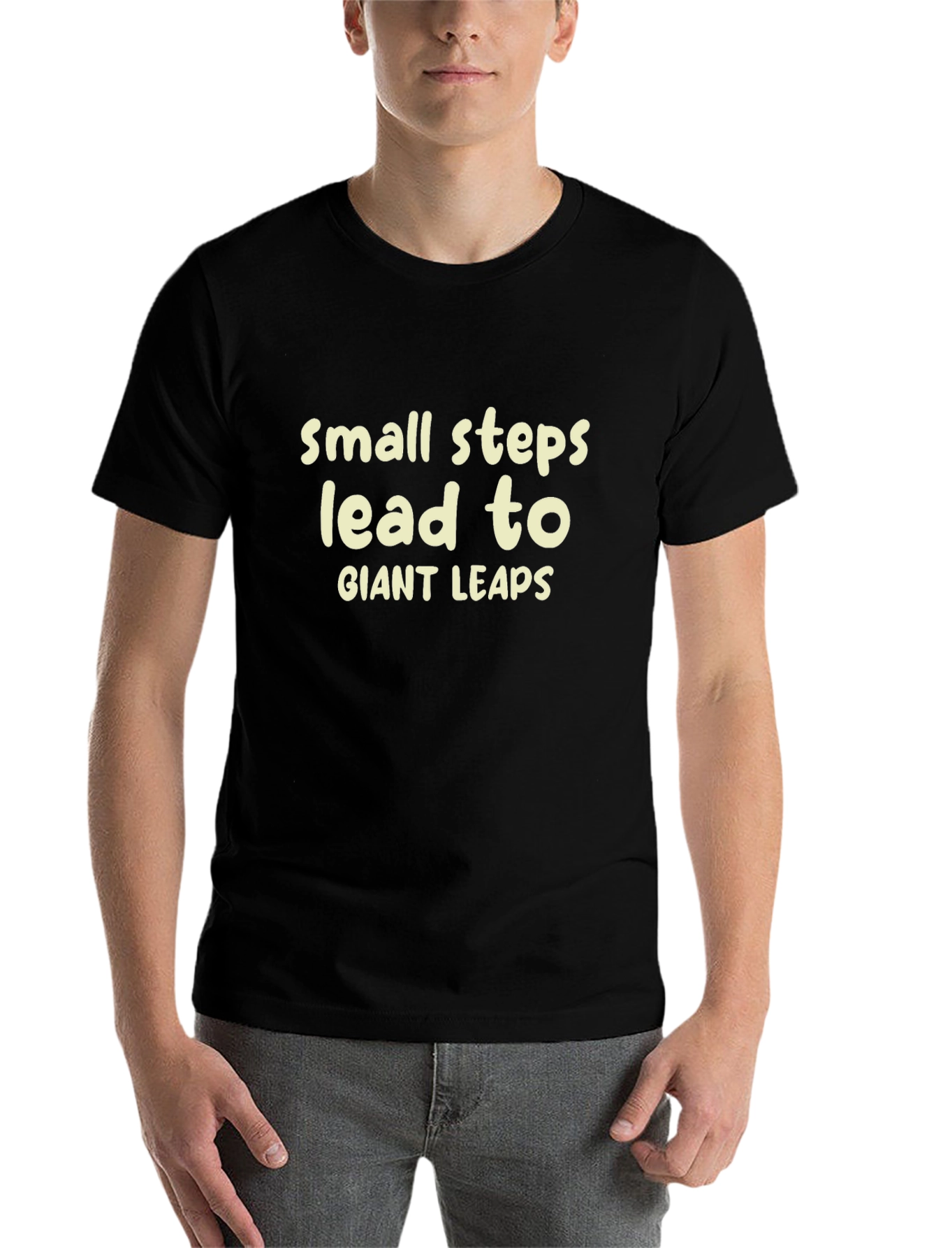 Black Inspirational T-Shirt - Small Steps, Giant Leaps view 7