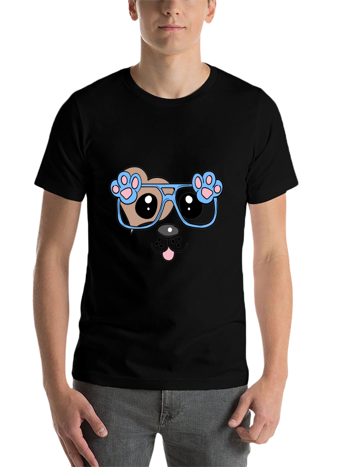 Black Cool Dog with Glasses Graphic Tee view 7