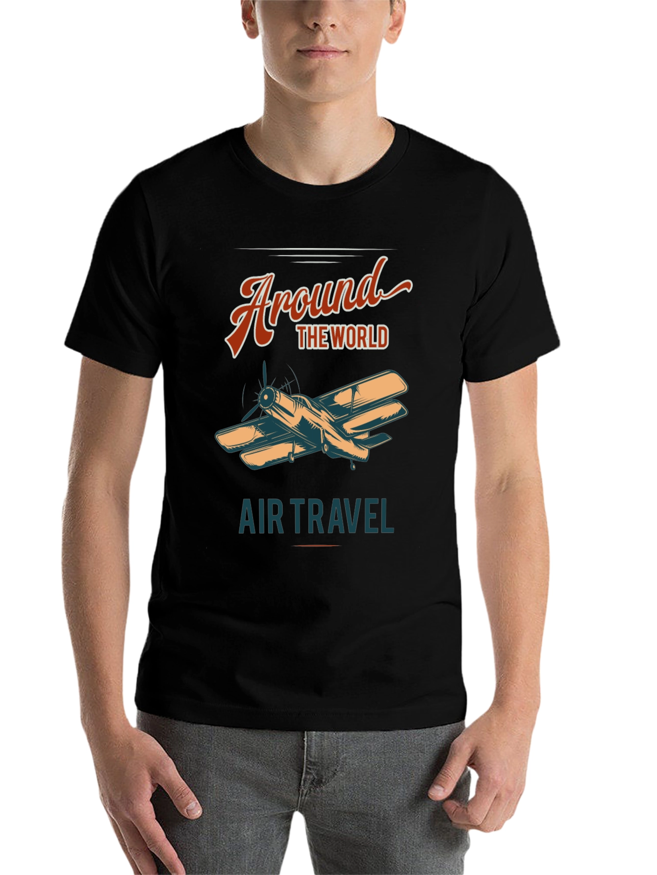 Black Around The World Air Travel Graphic Tee view 7