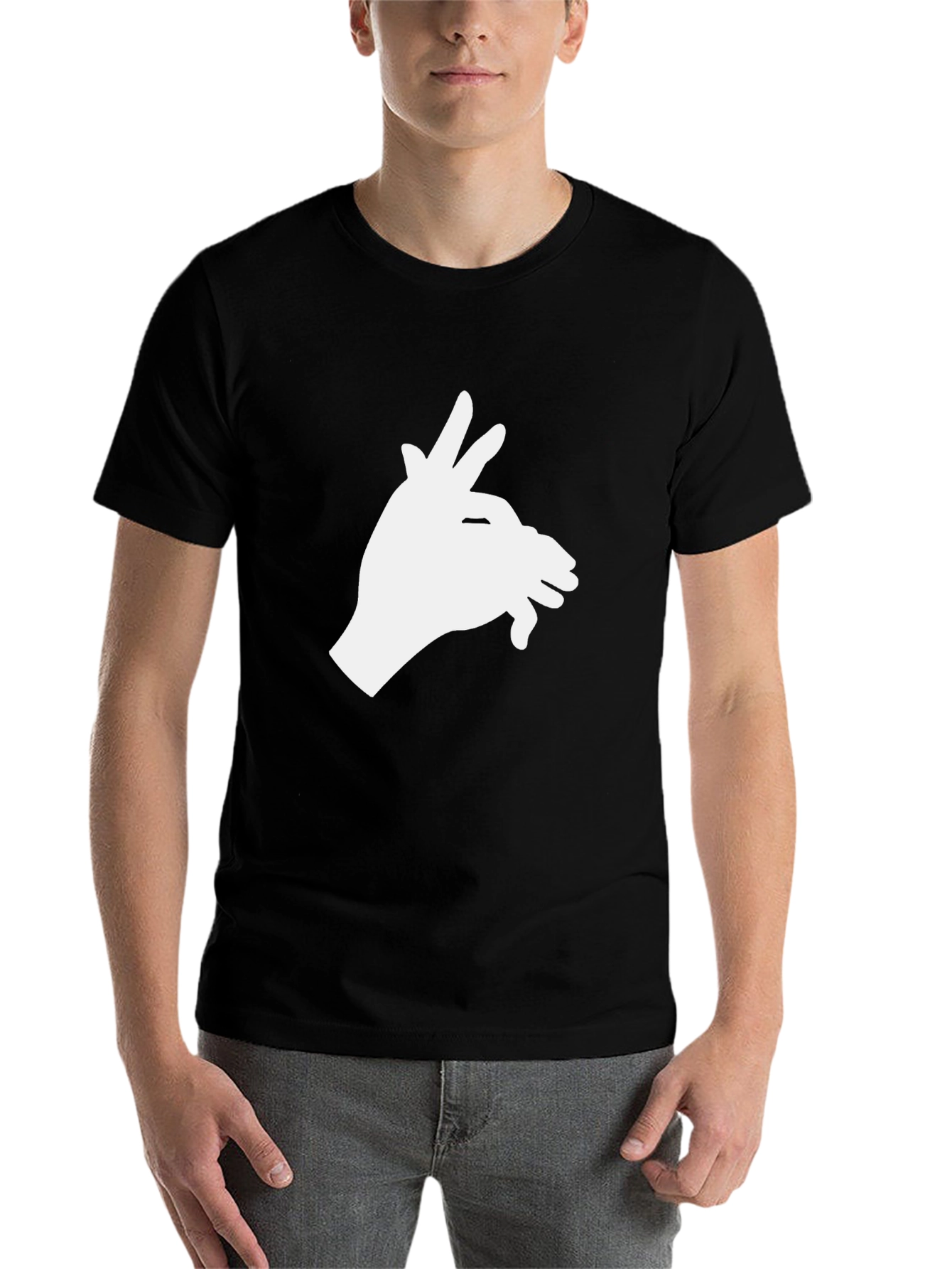 Black Shadow Puppet Hand Graphic Tee - Black Cotton view 7