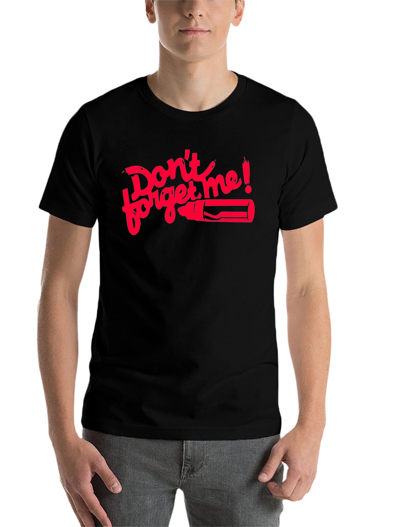 Black Don't Forget Me T-Shirt - Red Graphic on Black view 7