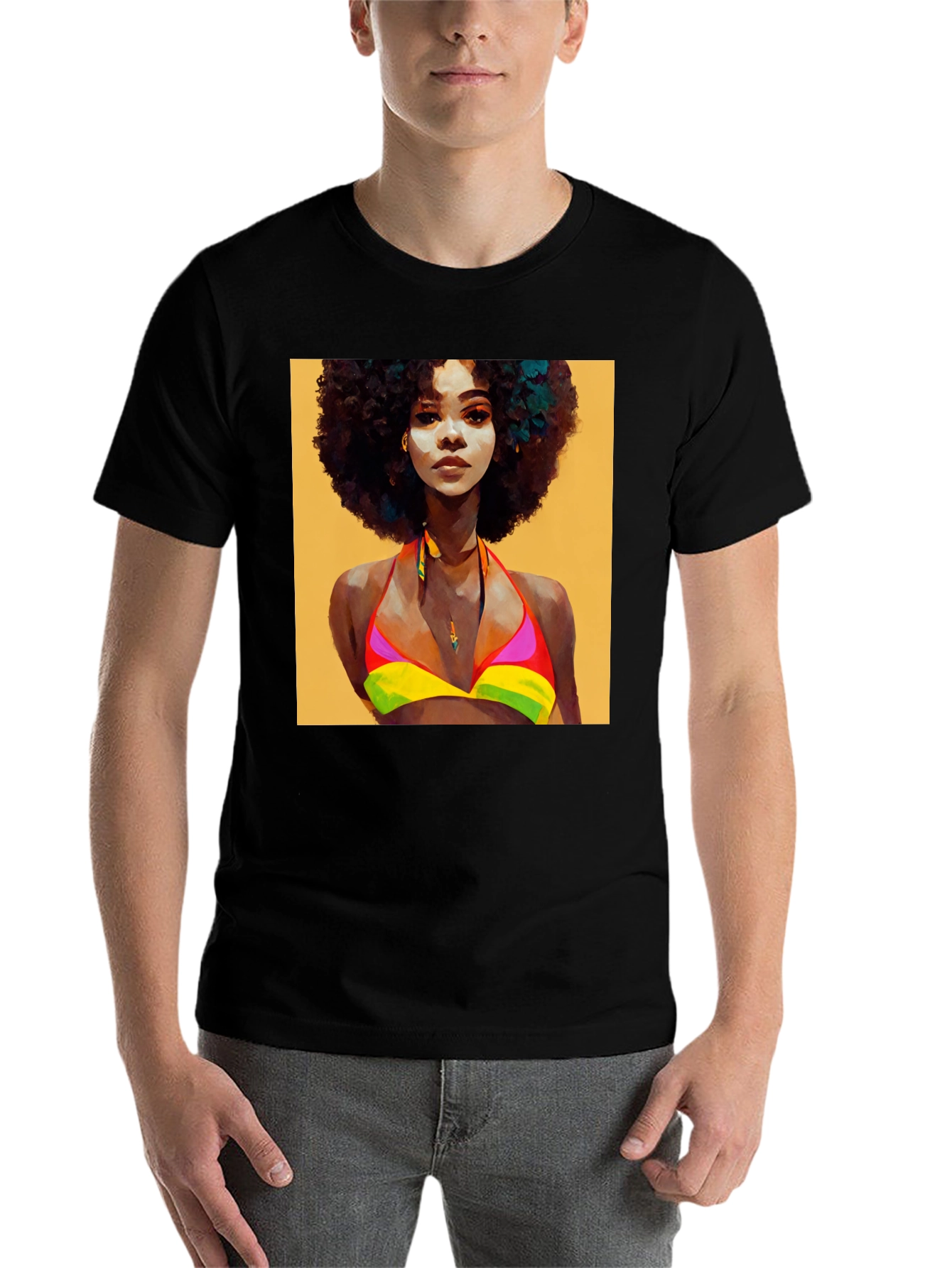 Black Afro Woman Art Graphic T-Shirt view 7