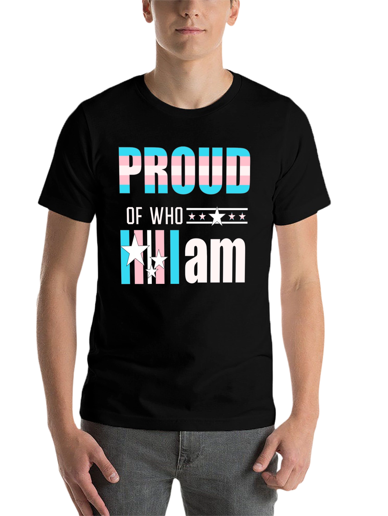 Black Proud of Who I Am Transgender Pride T-Shirt view 7