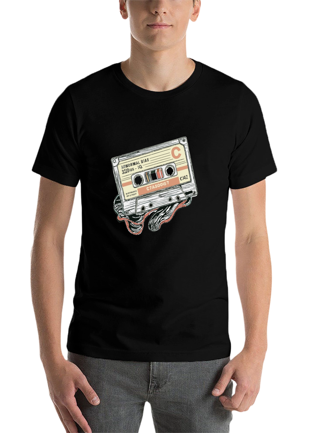 Black Retro Cassette Tape Graphic Tee - Vintage Music Lover T-Shirt view 7