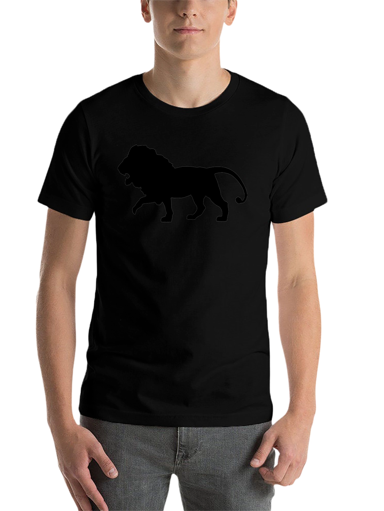 Black Lion Silhouette Black T-Shirt view 7