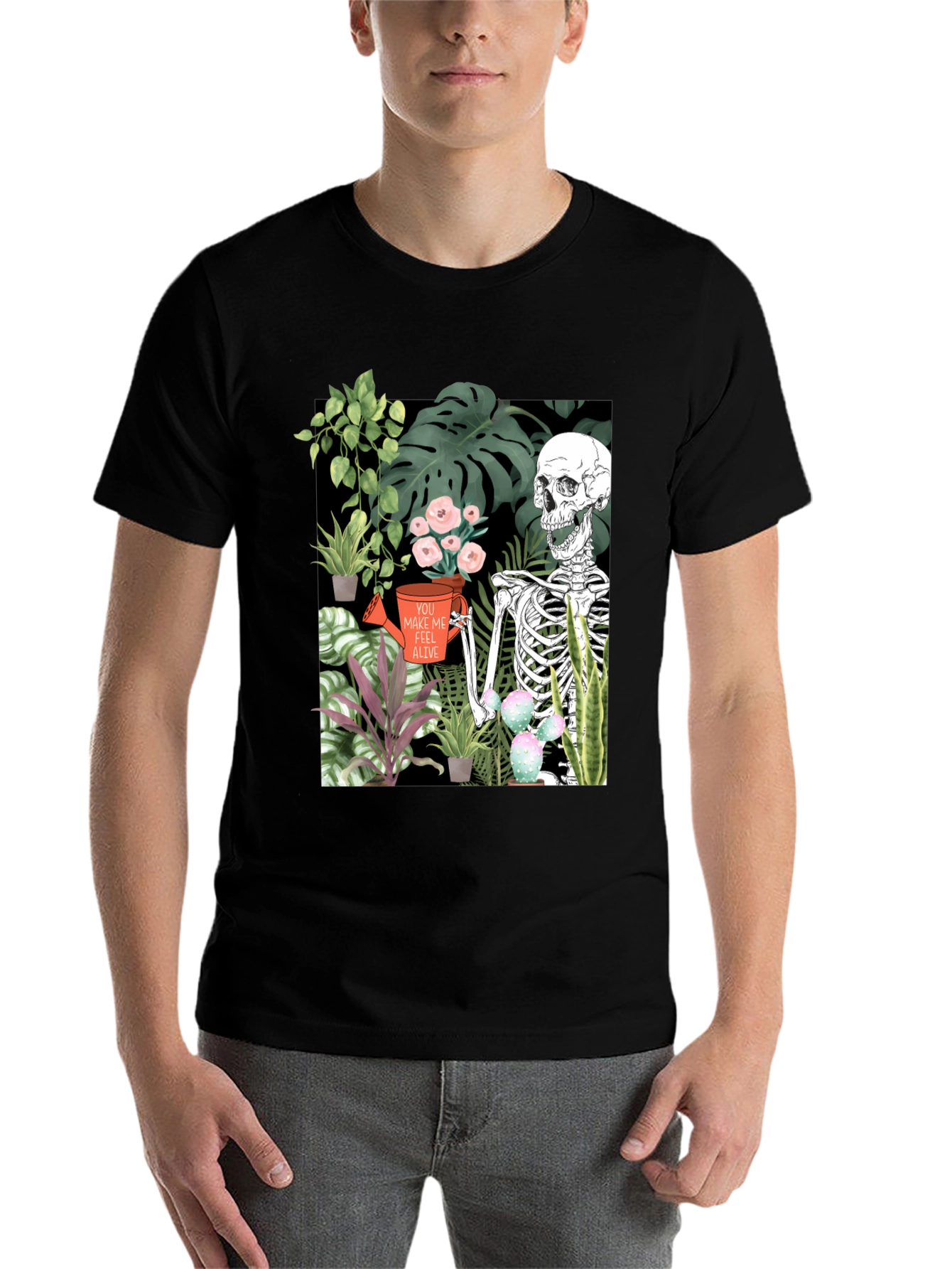 Black Skeleton Gardener Graphic Tee - Make Me Feel Alive Shirt view 7