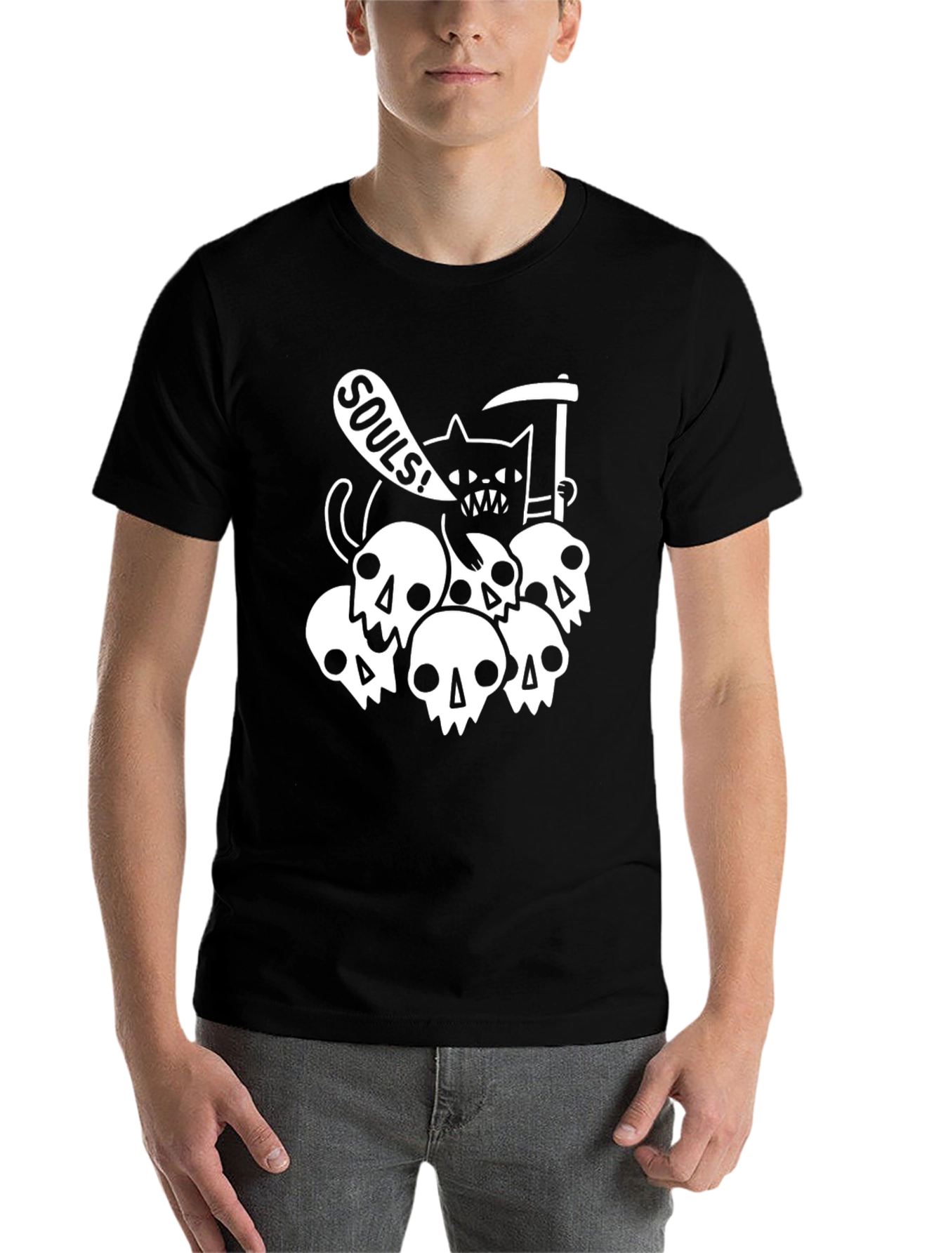 Black Grim Reaper Cat T-Shirt - Soul Collector Tee view 7