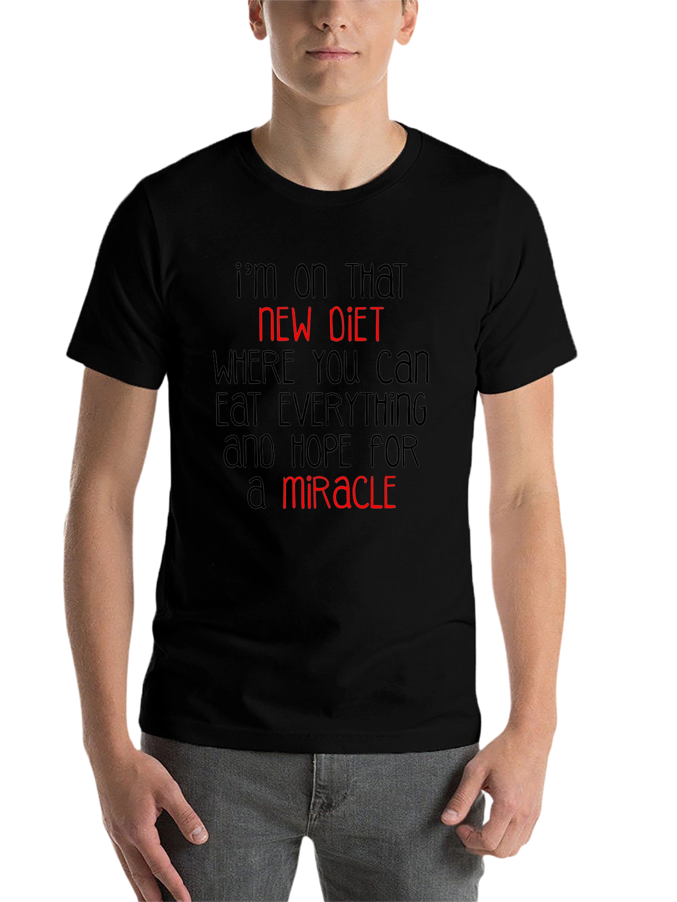 Black Funny Diet T-Shirt: Hope for a Miracle view 7