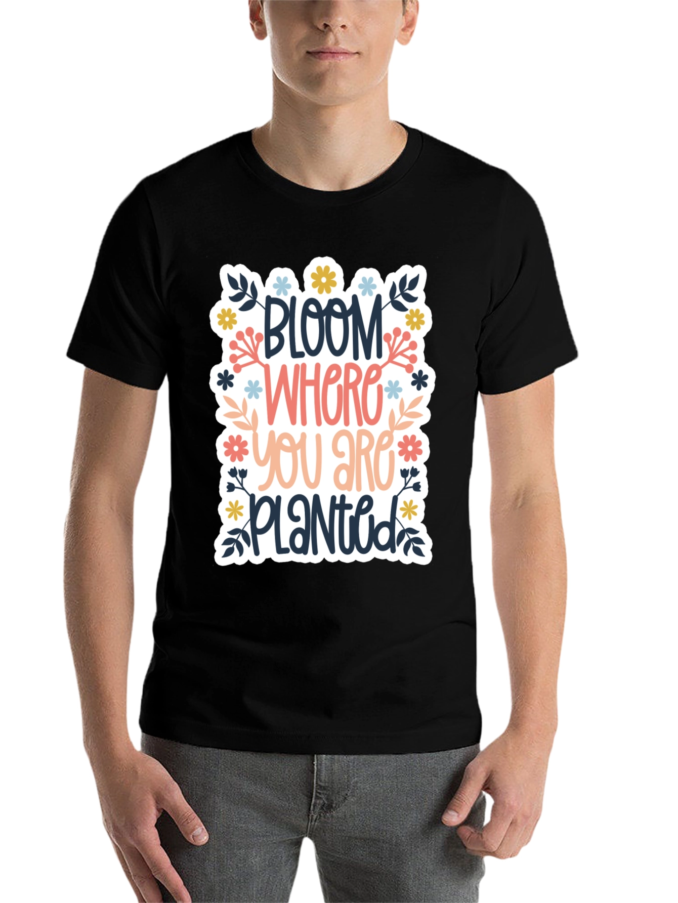 Black Bloom Where You Are Planted Graphic Tee view 7