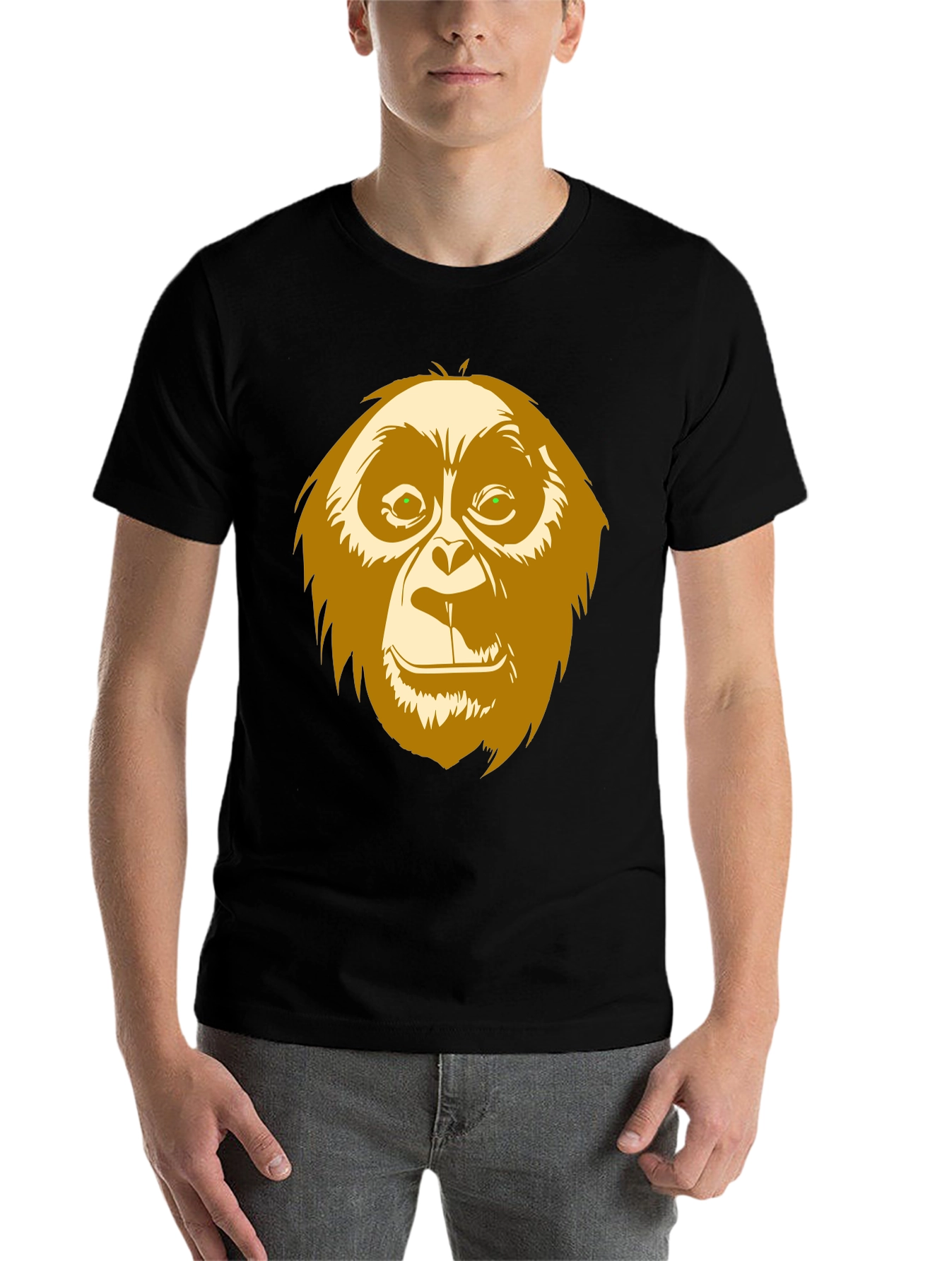 Black Orangutan Graphic Print Black T-Shirt view 7
