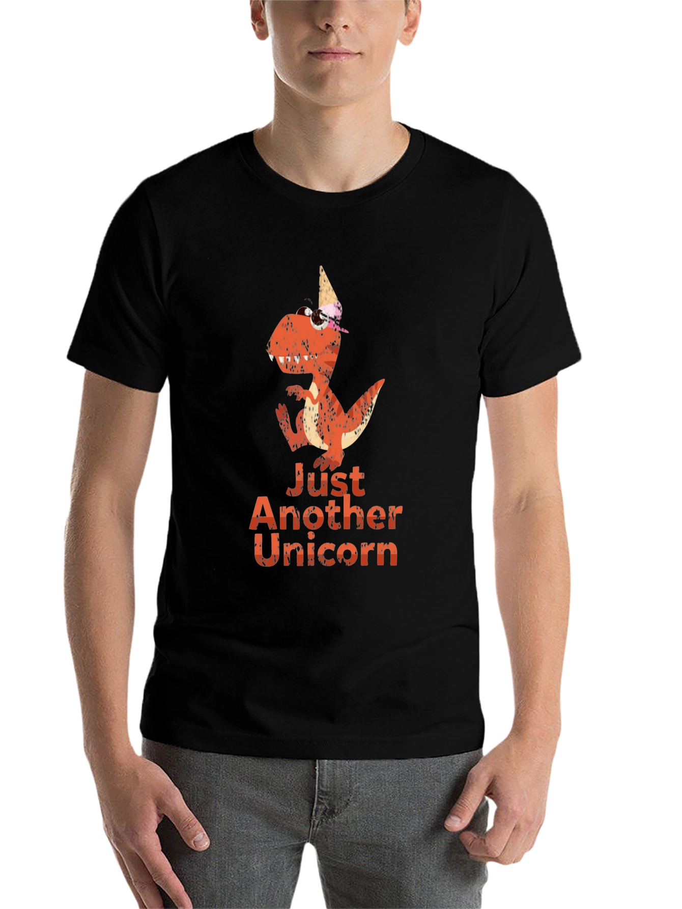 Black Dino Unicorn Graphic Tee - Unique Novelty T-Shirt view 7