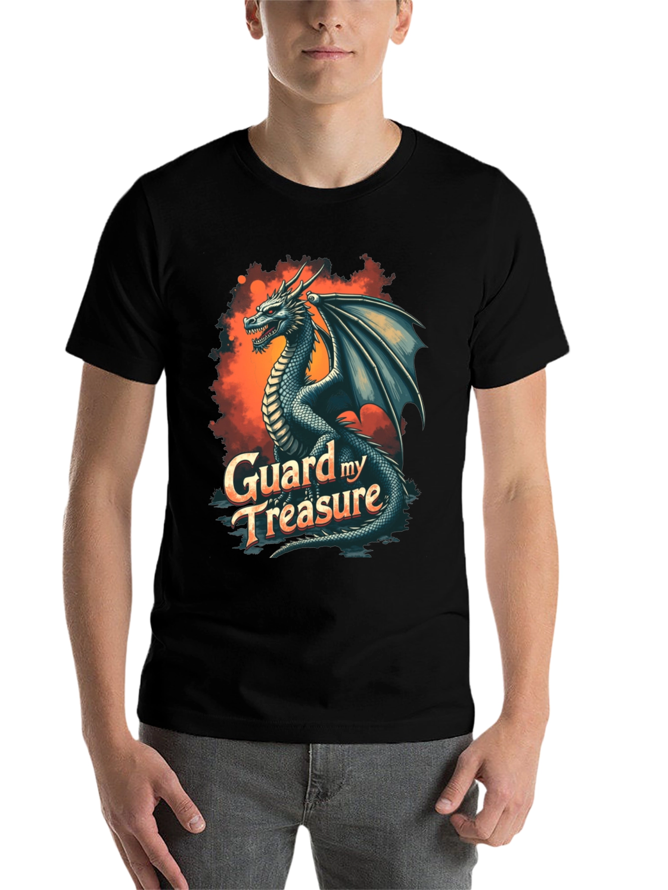 Black Dragon Guard My Treasure Graphic T-Shirt view 7