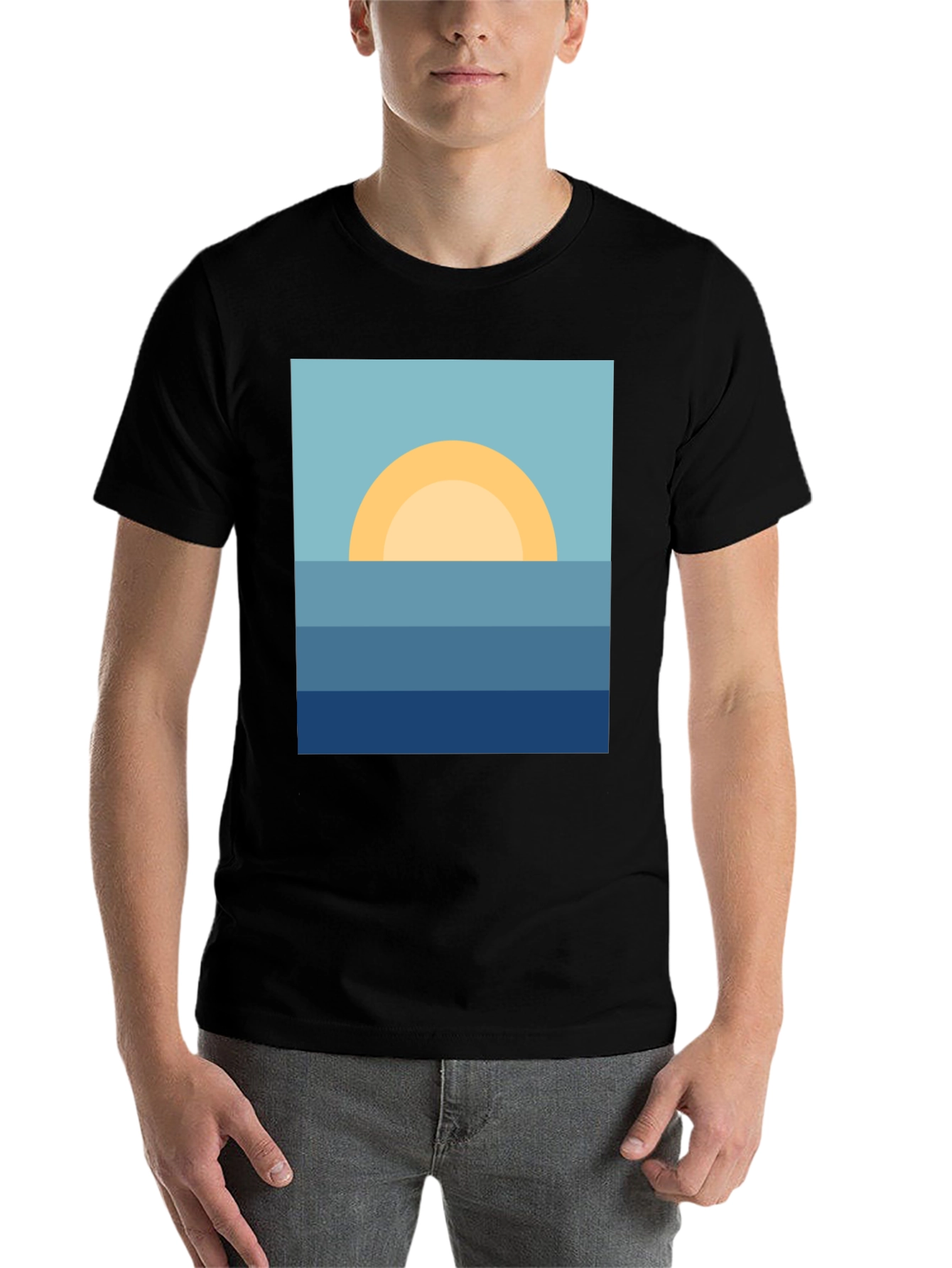 Black Sunrise Ocean Graphic Tee - Stylish & Relaxed Fit view 7