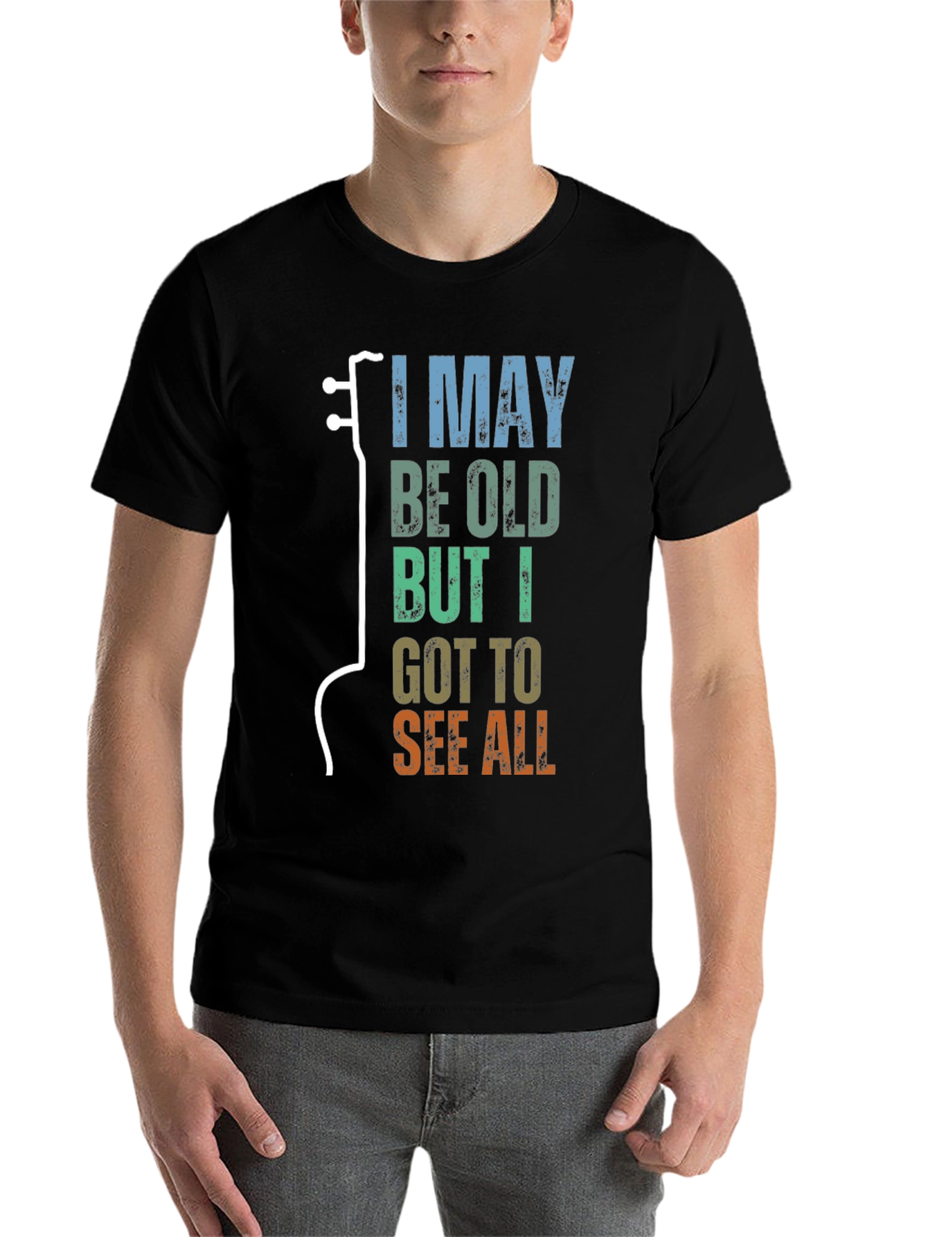 Black I May Be Old Guitar Lover T-Shirt view 7