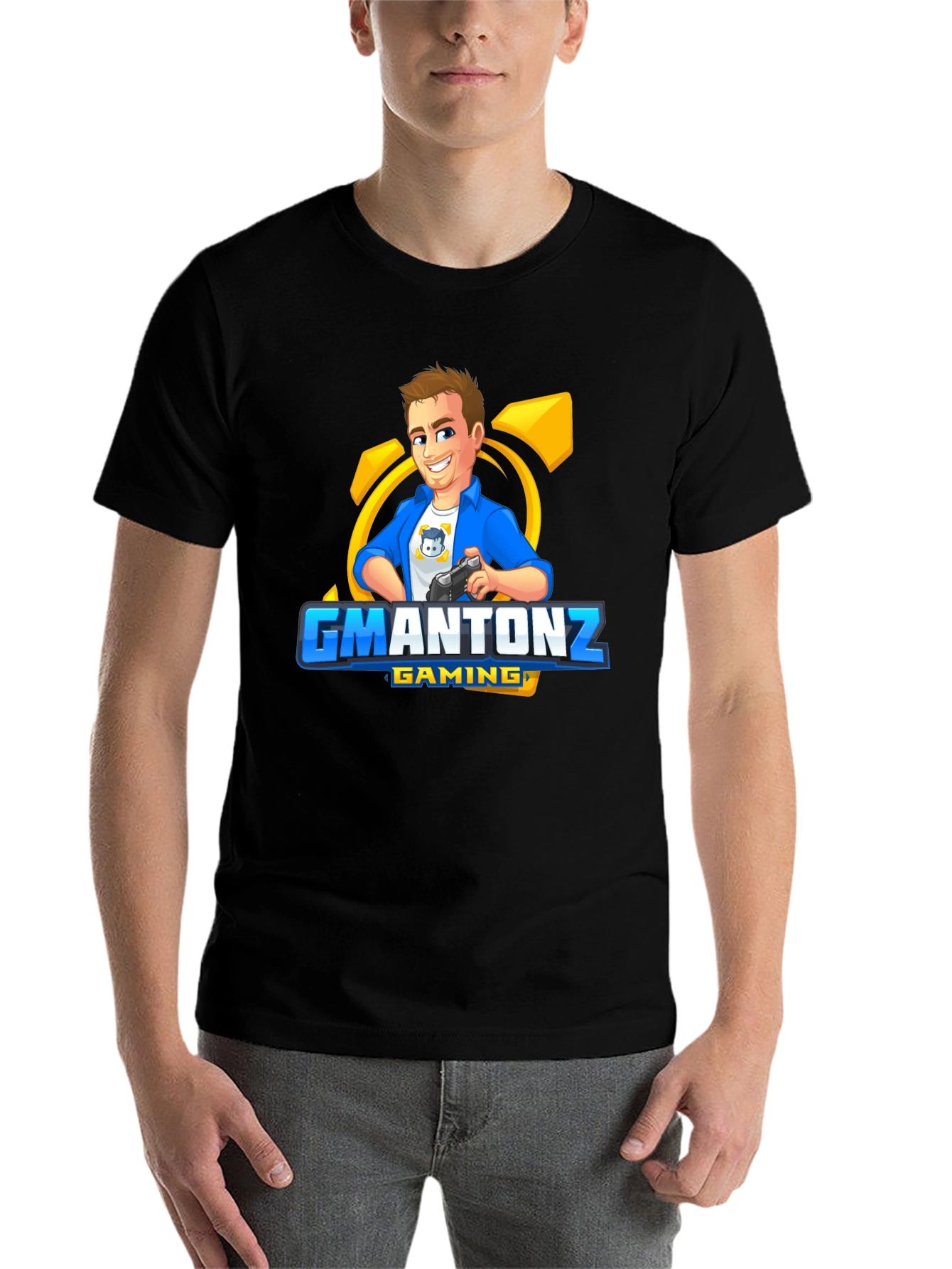 Black GMANTONZ Gaming Black T-Shirt view 7