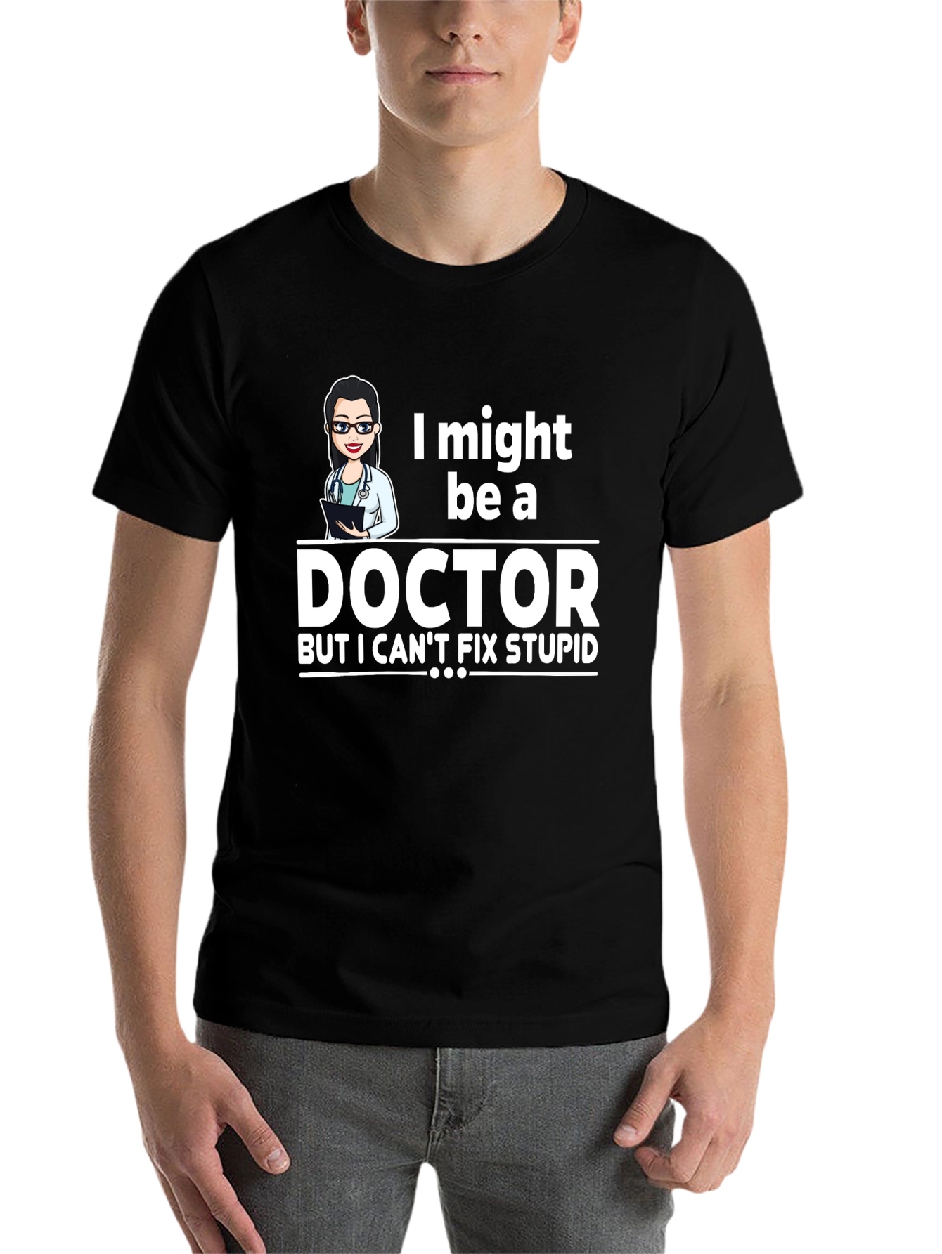 Black Doctor Humor Graphic Tee - I Might Be A Doctor T-Shirt view 7