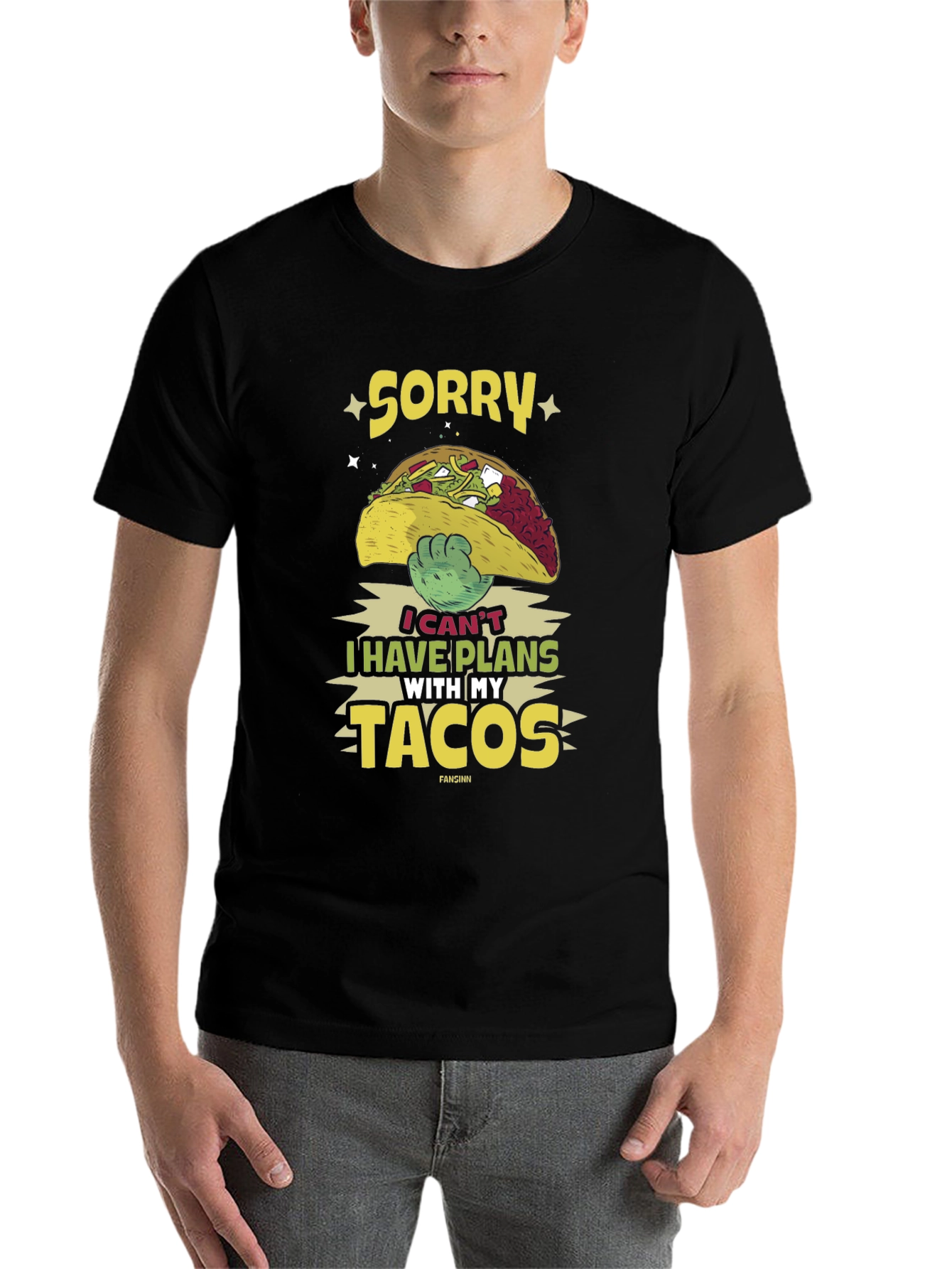 Black Sorry I Have Plans With My Tacos T-Shirt view 7