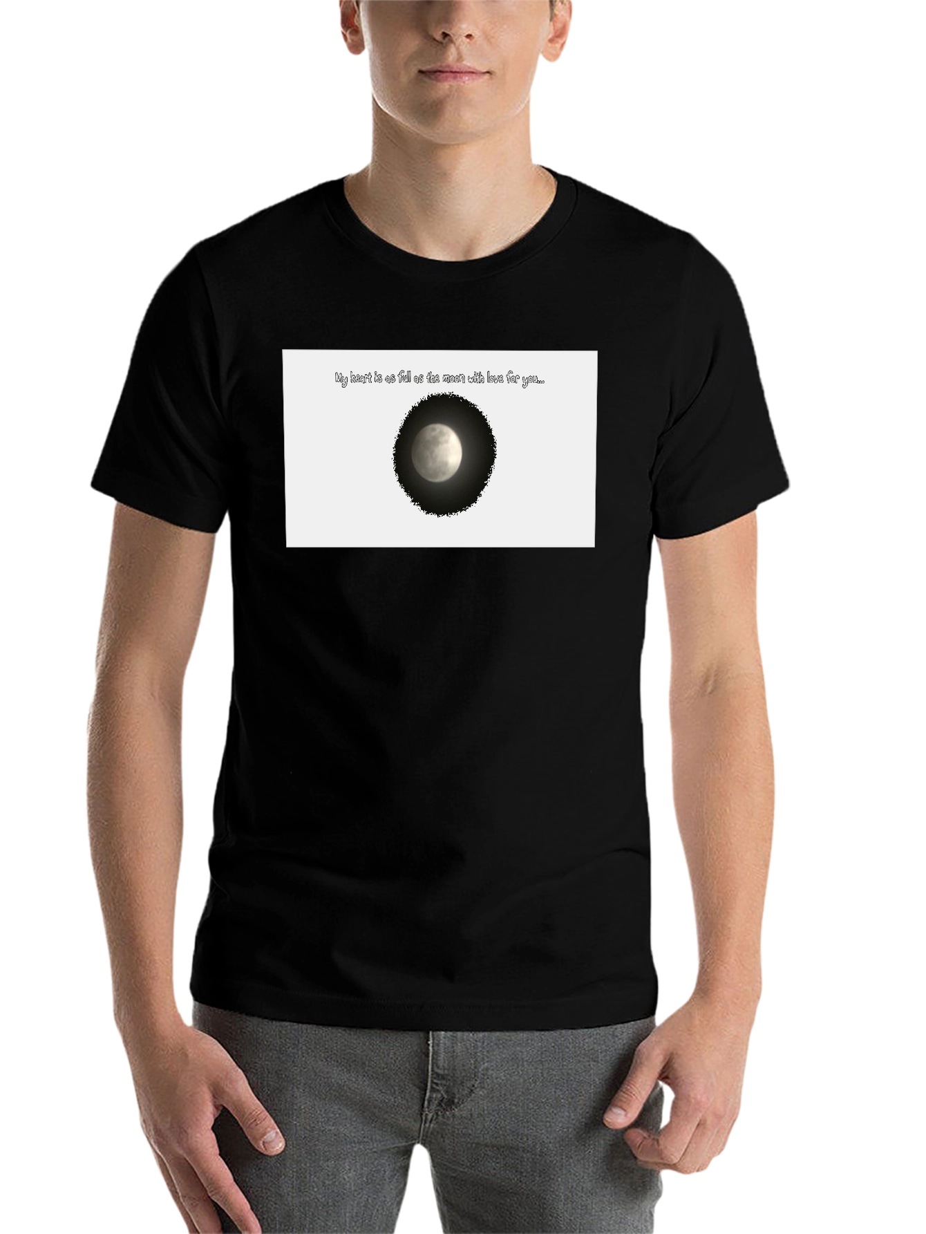Black Moon Love T-Shirt - Heart Full of Love Design view 7