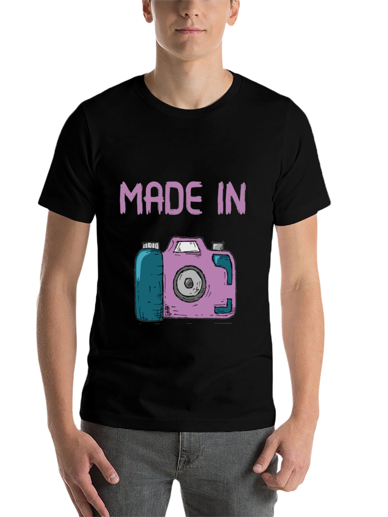 Black Funny Made In Camera T-Shirt view 7