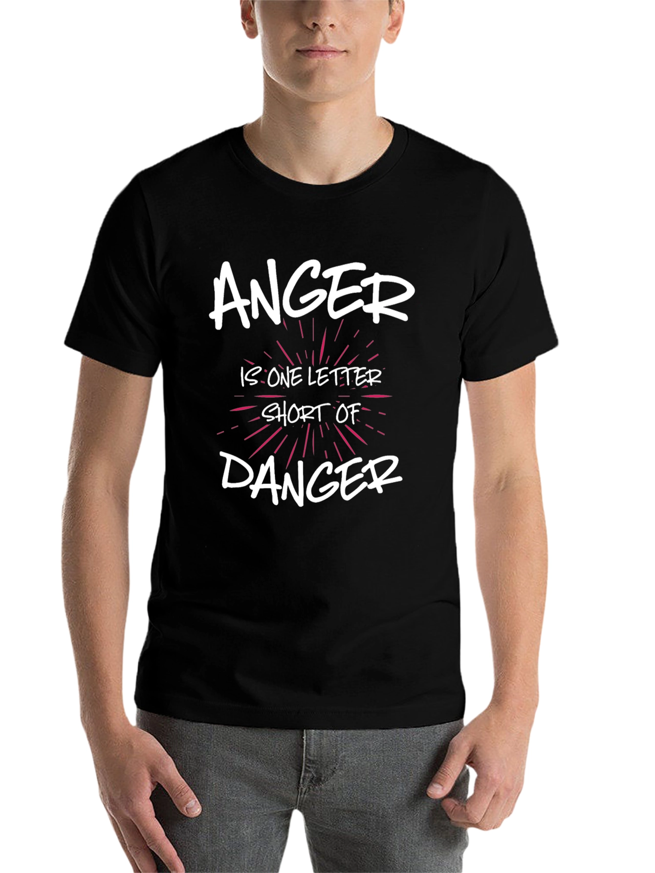 Black Anger Danger T-Shirt - Funny Slogan Tee view 7