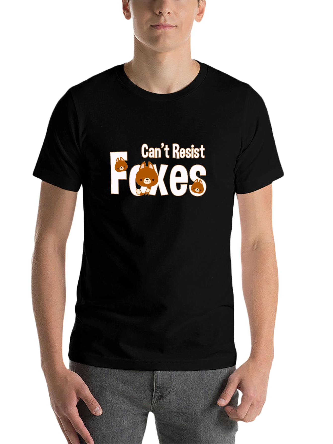 Black Can't Resist Foxes Graphic T-Shirt view 7