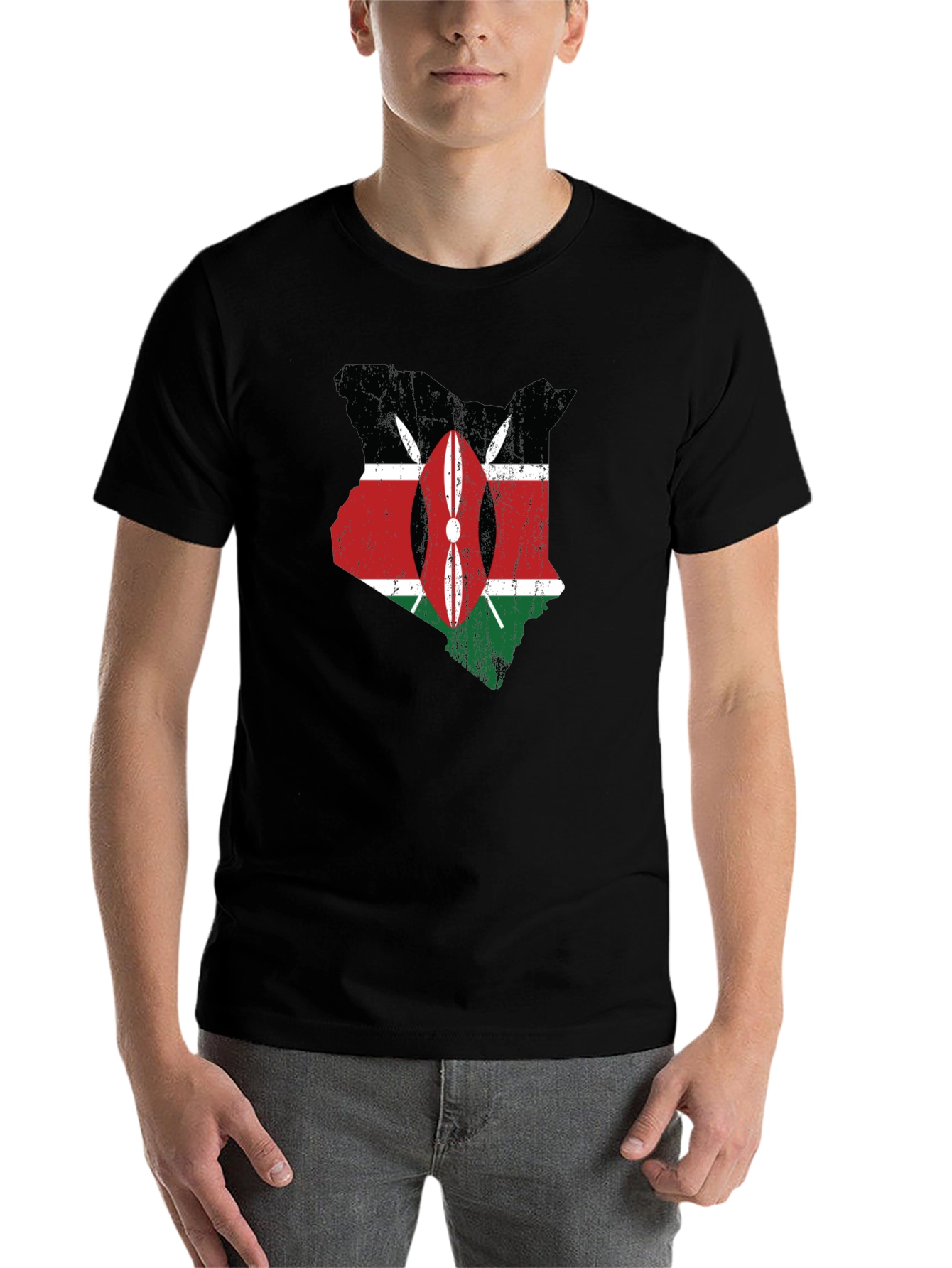 Kenya Flag Map T-Shirt - Distressed Graphic Tee - 7