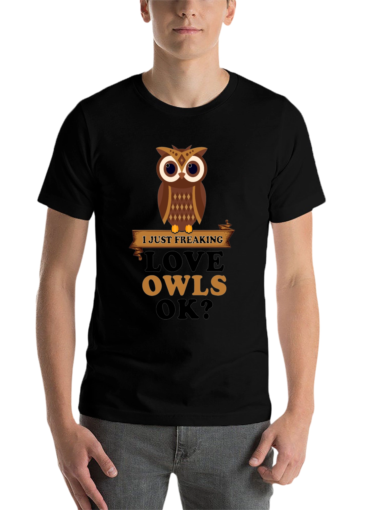 Black Funny Owl Lover T-Shirt - I Just Freaking Love Owls OK? view 7