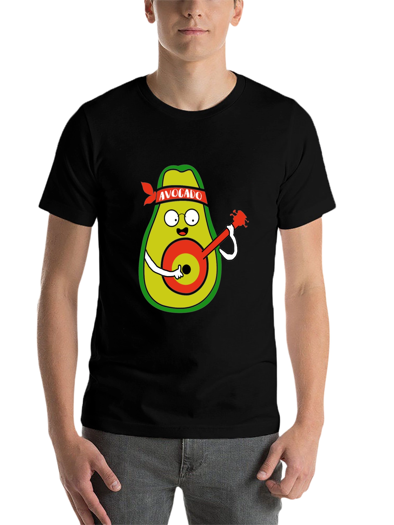 Black Avocado Guitarist Black T-Shirt view 7