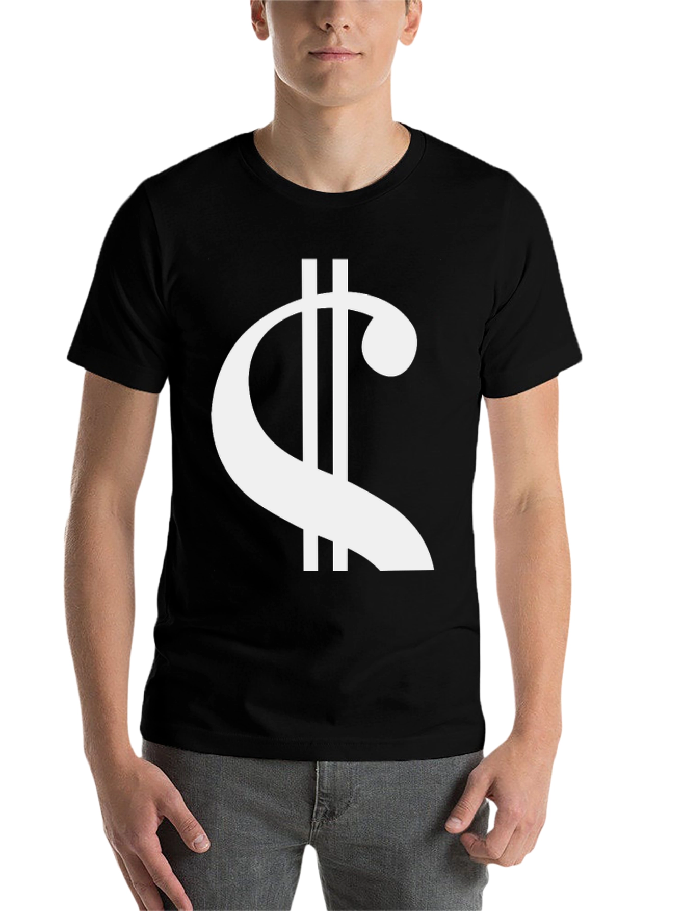 Black Unique Symbol Graphic Tee - Black Cotton Blend view 7