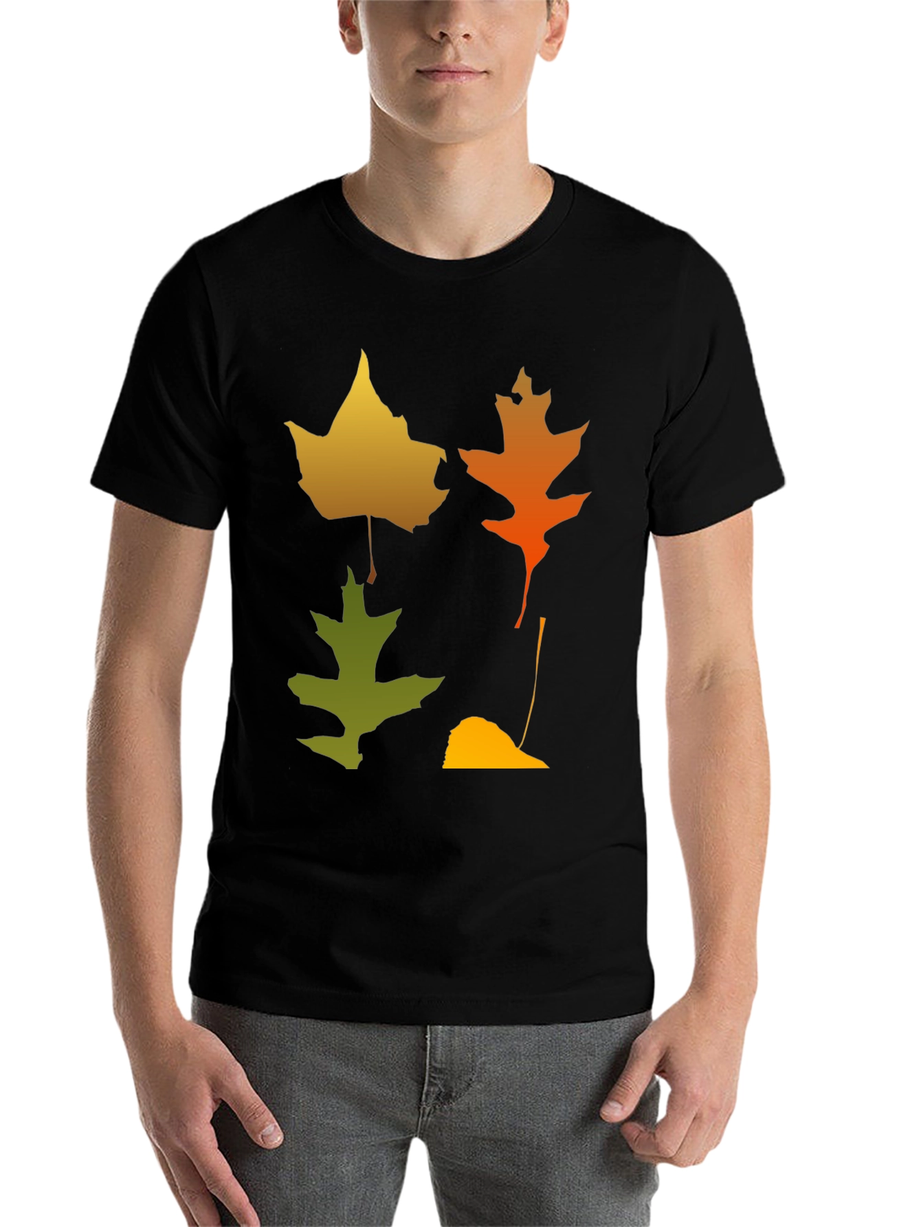 Black Fall Leaves Graphic Tee - Autumn Style Shirt view 7