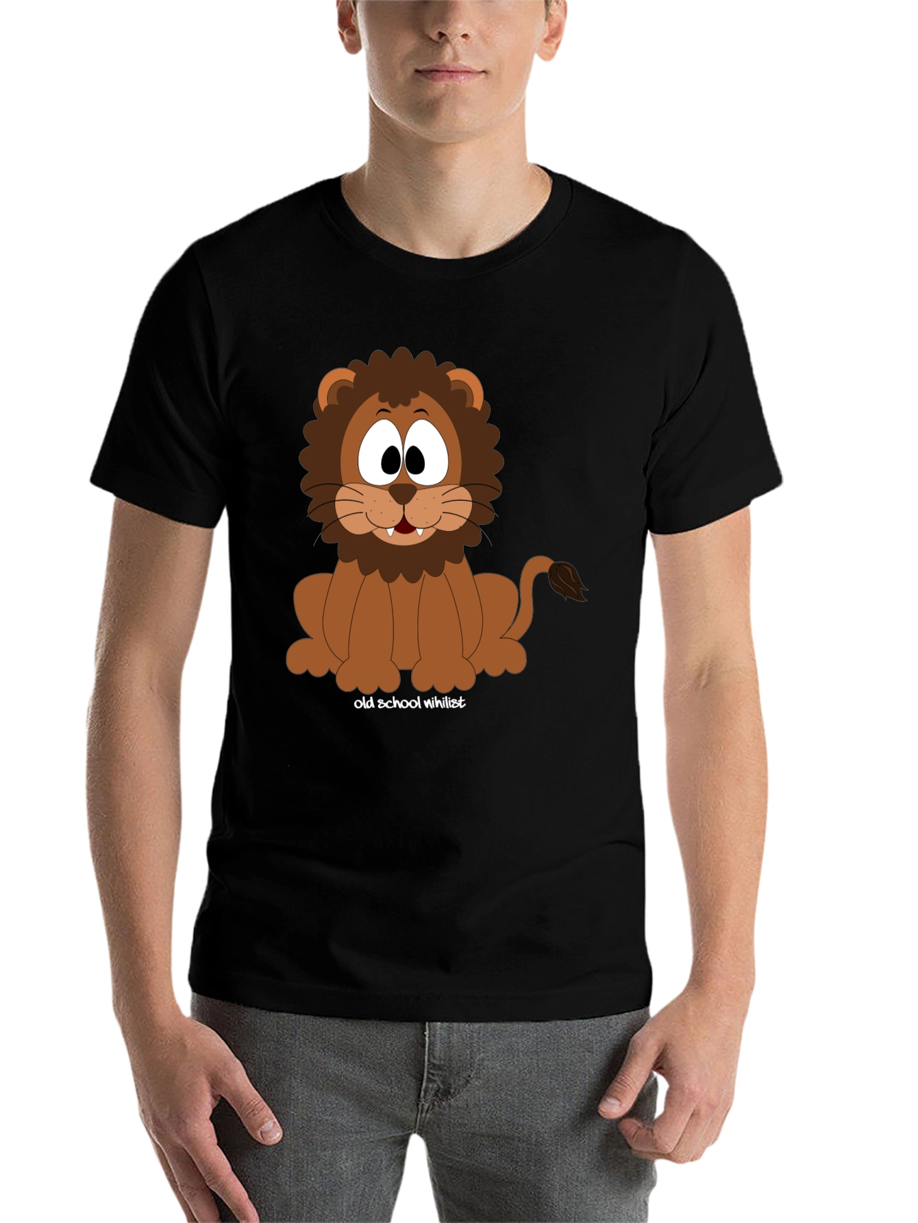 Black Cartoon Lion T-Shirt - Old School Nihilist view 7