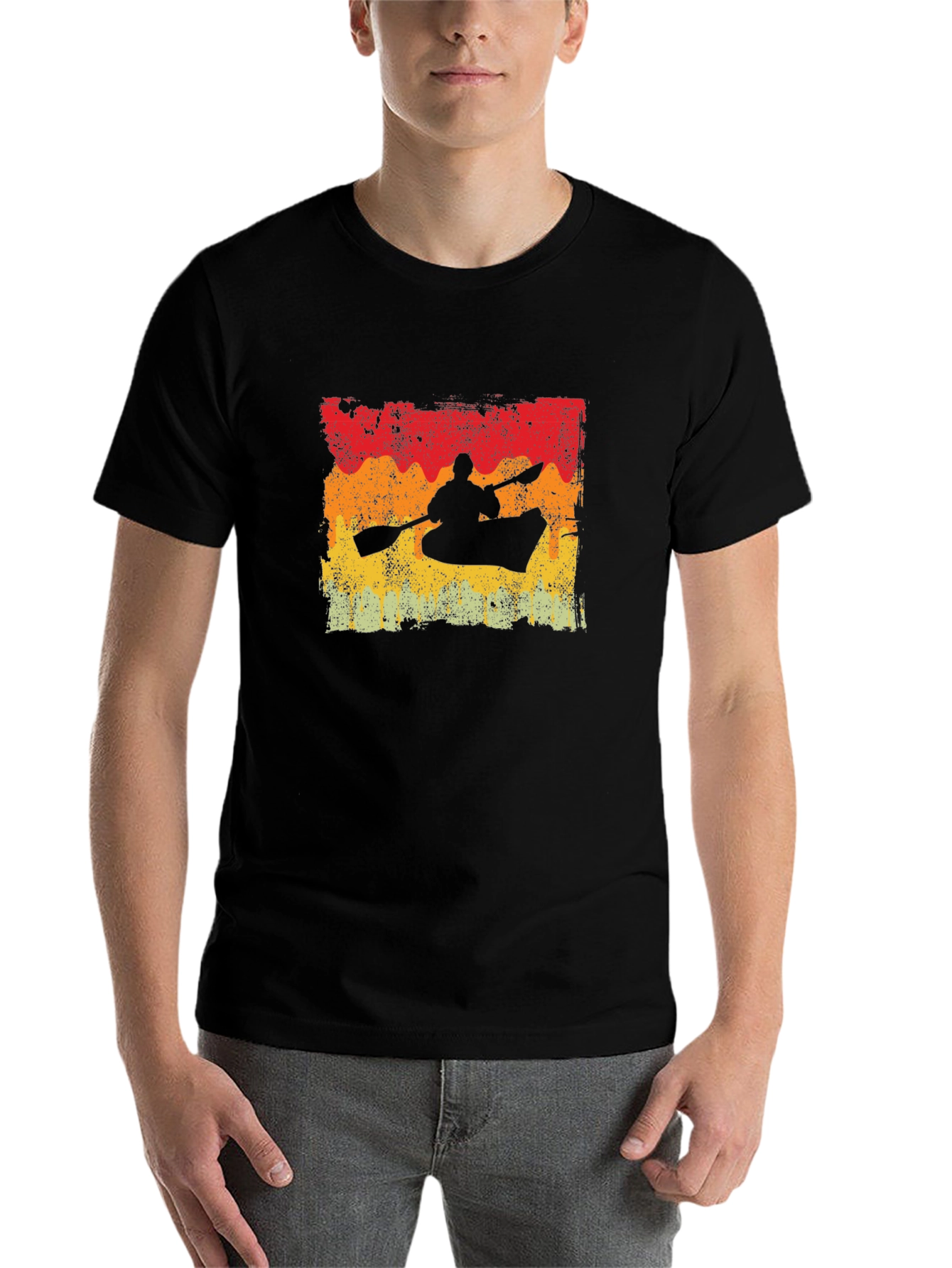 Black Retro Kayak T-Shirt - Adventure Awaits! view 7