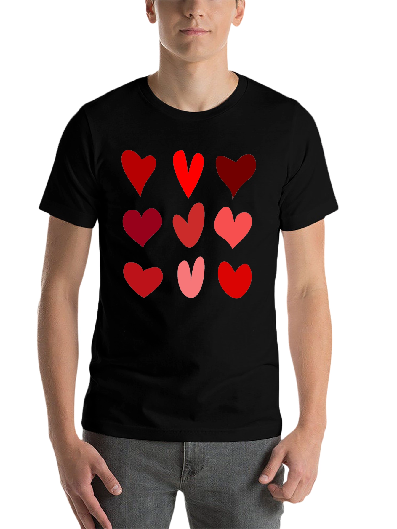 Black Heart Pattern Black T-Shirt view 7